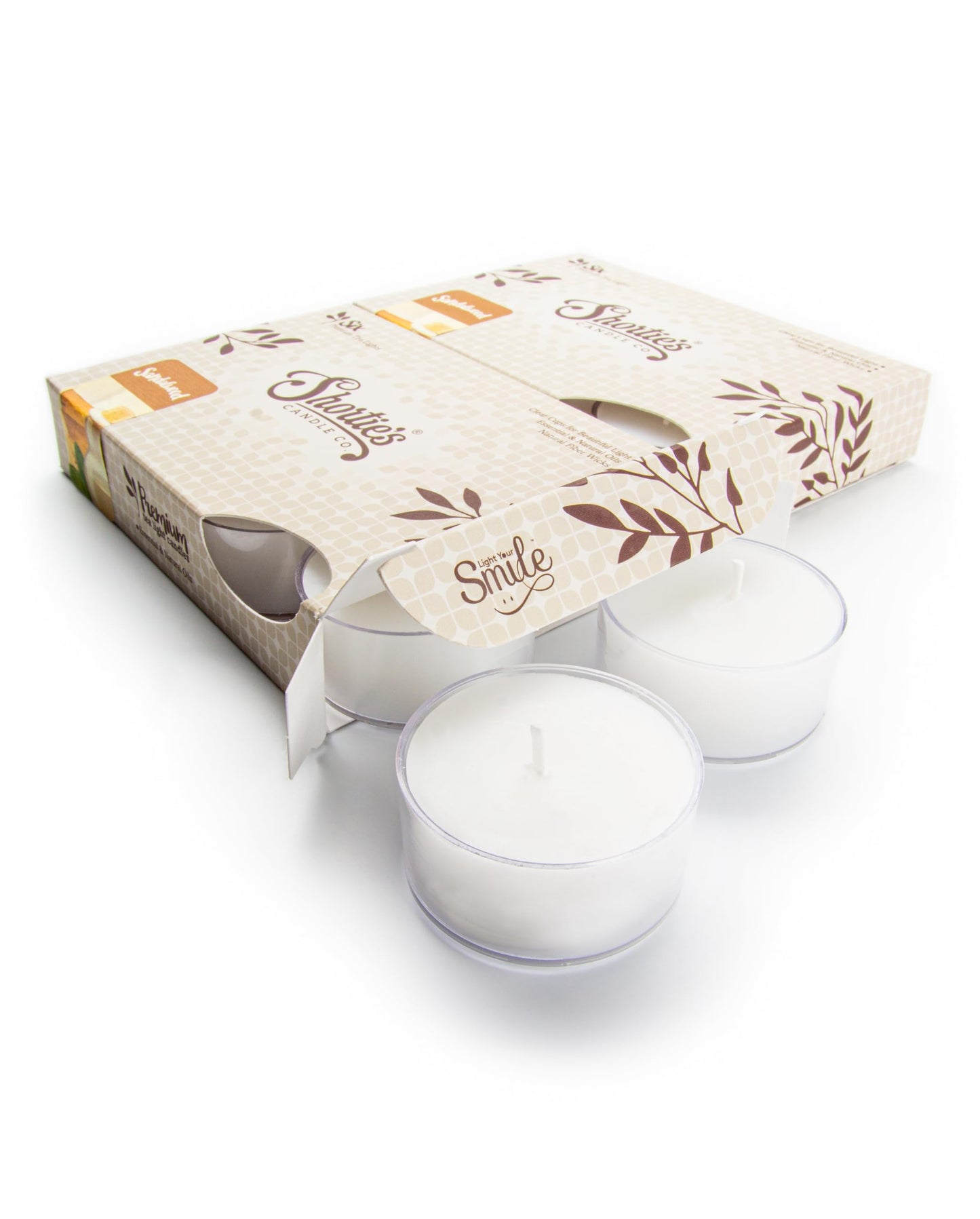 Pure Sandalwood Premium Tealight Candles Multi Pack - Highly Scented with Essential Oils - 12 White Tea Lights - Beautiful Candlelight - Made in the USA - Incense & Earth Collection