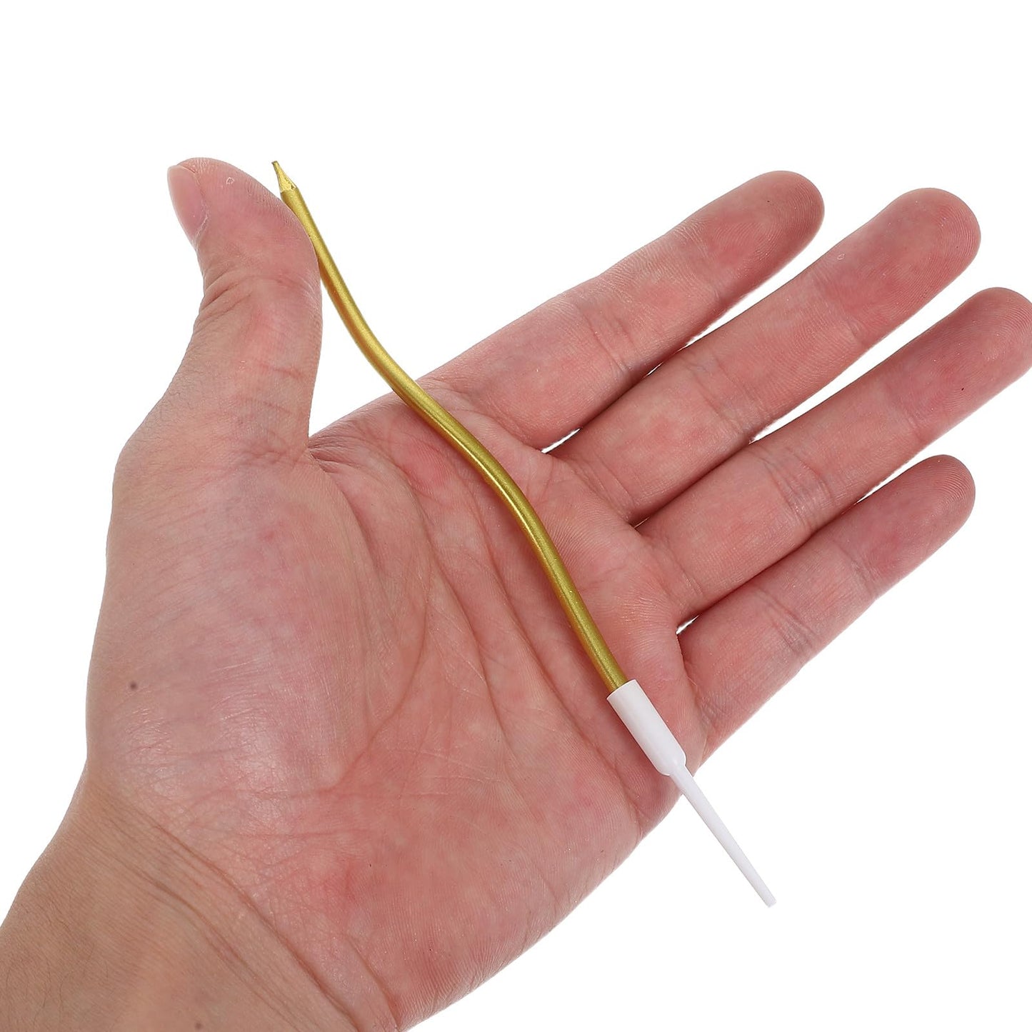 HOLIDYOYO 120pcs Birthday Cake Twisted Candles - Spiral Golden Tall Candles with Holders - Thin Curly Cake Topper for Wedding Party Festival Celebration Supplies