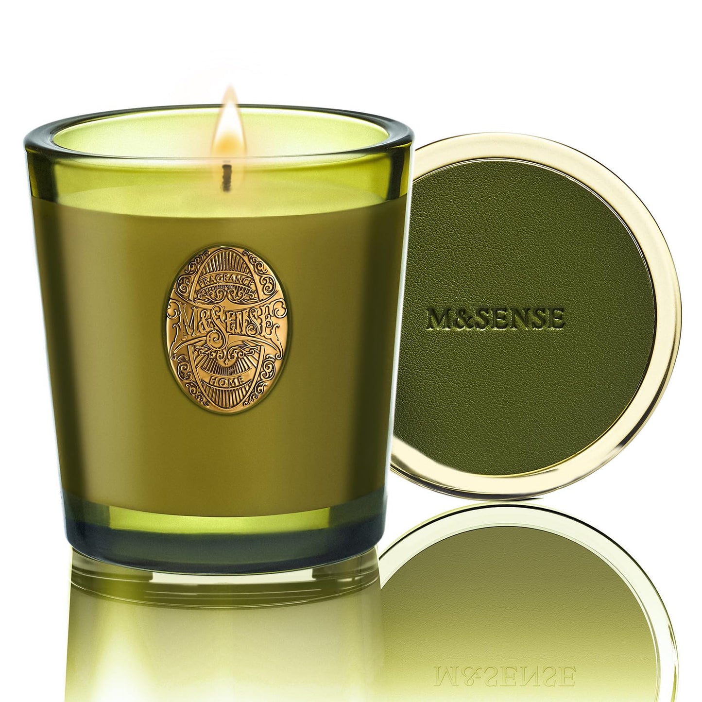 M&SENSE Natural Strong Soy Candle | Sandalwood Jasmine & Green | 9.2 oz, 50H Burn Time | Luxury Candle for Relaxation, Gifting, Home Décor | Candles for Mothers Day Gifts