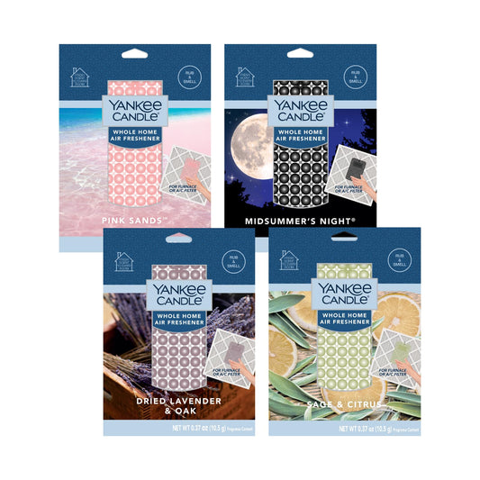 Yankee Candle Whole Home Air Freshener Variety Pack (Midsummer's Night, Dried Lavender & Oak, Sage Citrus, & Pink Sands) (1ea / Pack of 4)