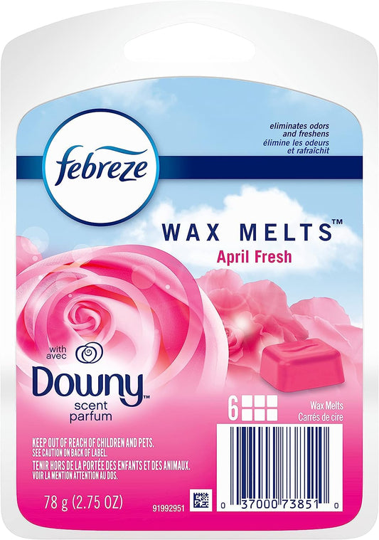 Febreze Odor-Fighting Wax Melts Air Freshener Refills with Downy Scent, April Fresh, 6 count
