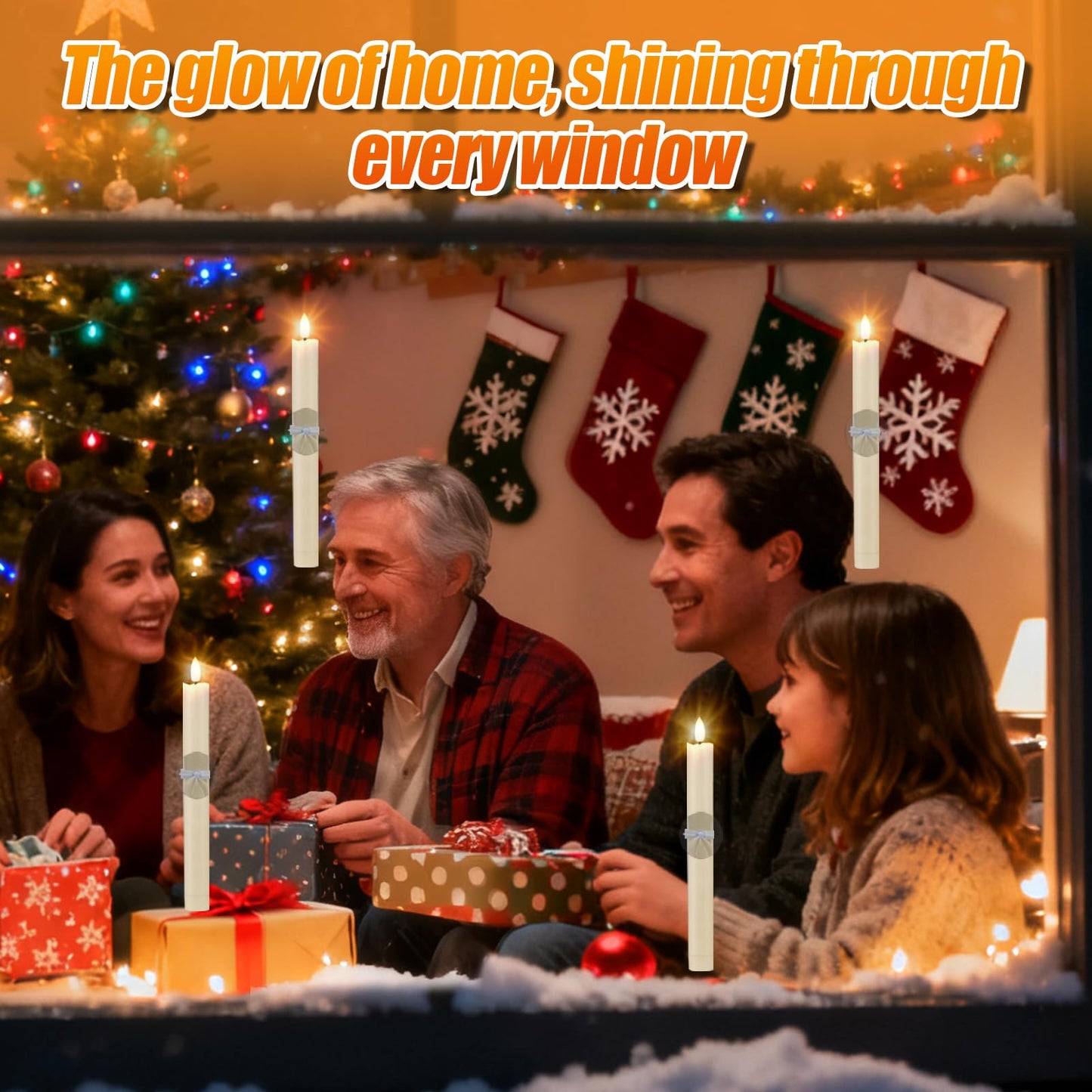 PAMASE 2-in-1 LED Christmas Window Candles - Battery Operated Christmas Candles with Timer/Removable Candlesticks/Suction Cups, Flameless Candle Lights for Xmas Holiday Decorations (6 Pack)