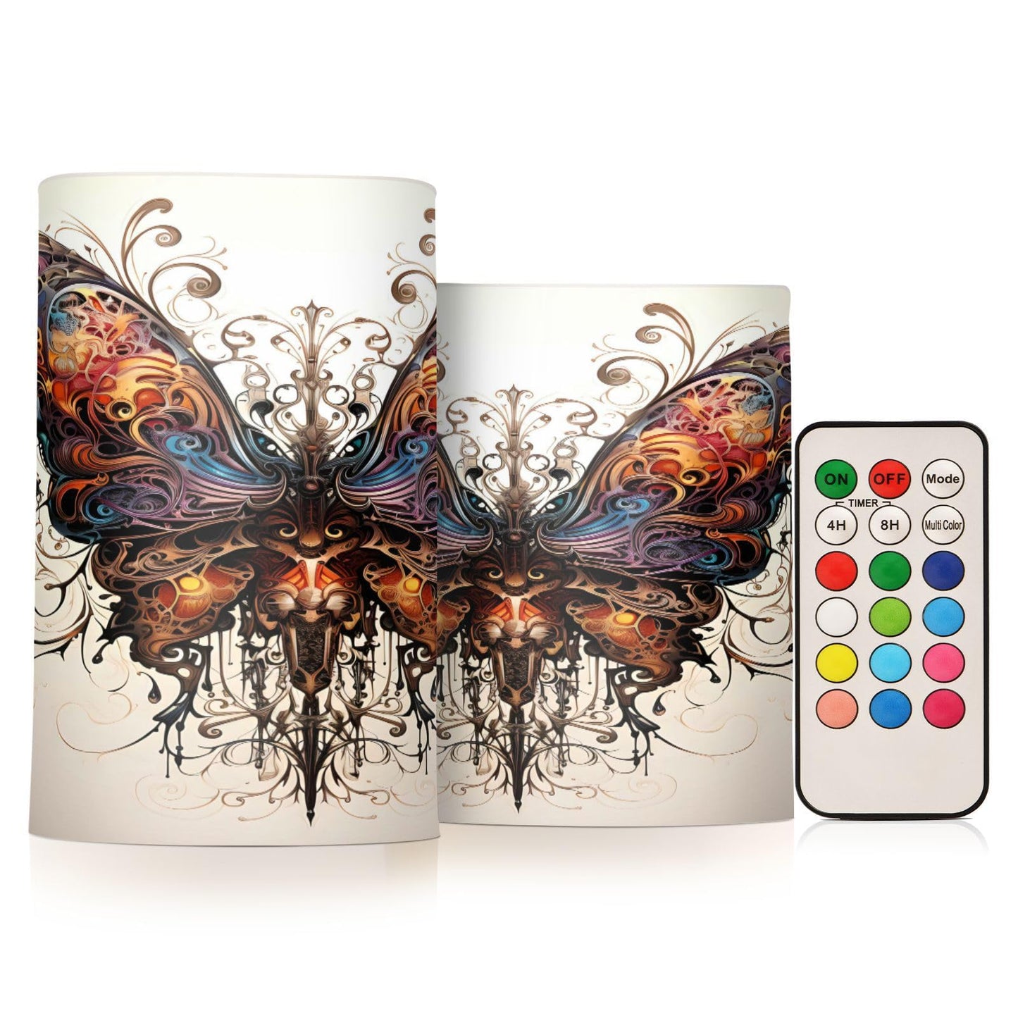 ALAZA Butterfly Flickering Flameless Candles Battery Operated with Remote Timer,Tea Light Candles LED Pillar Votive Candles Set of 2 for Outdoor Indoor Decorations