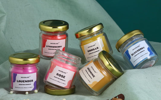 Indoblaze Candles Set 12 Scented Candles For Home Decor In Small Glass Jars | Perfect Aromatherapy Scented Candles Gift Set | Fragrance Candles For Home Decor.