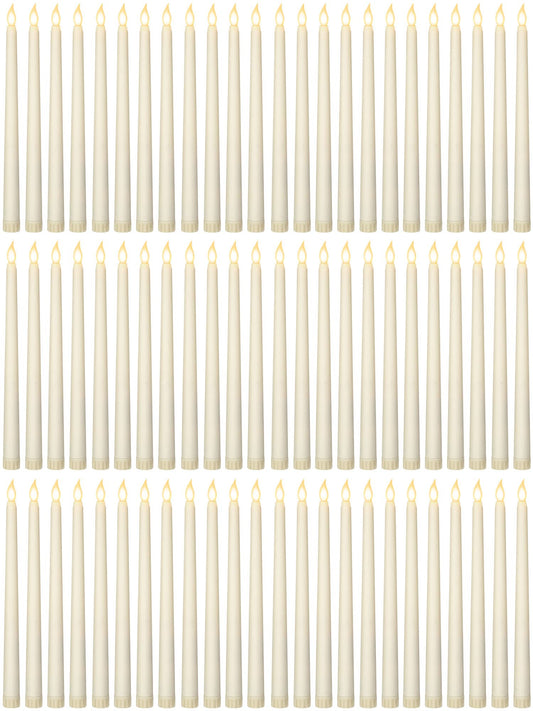 Treela 72 Pcs Flameless LED Taper Candles Battery Operated Candles Bulk 11 Inch Flickering Fake Candlesticks with Warm Light for Valentines Day Church Wedding Party Battery Not Included(Classic,Ivory)