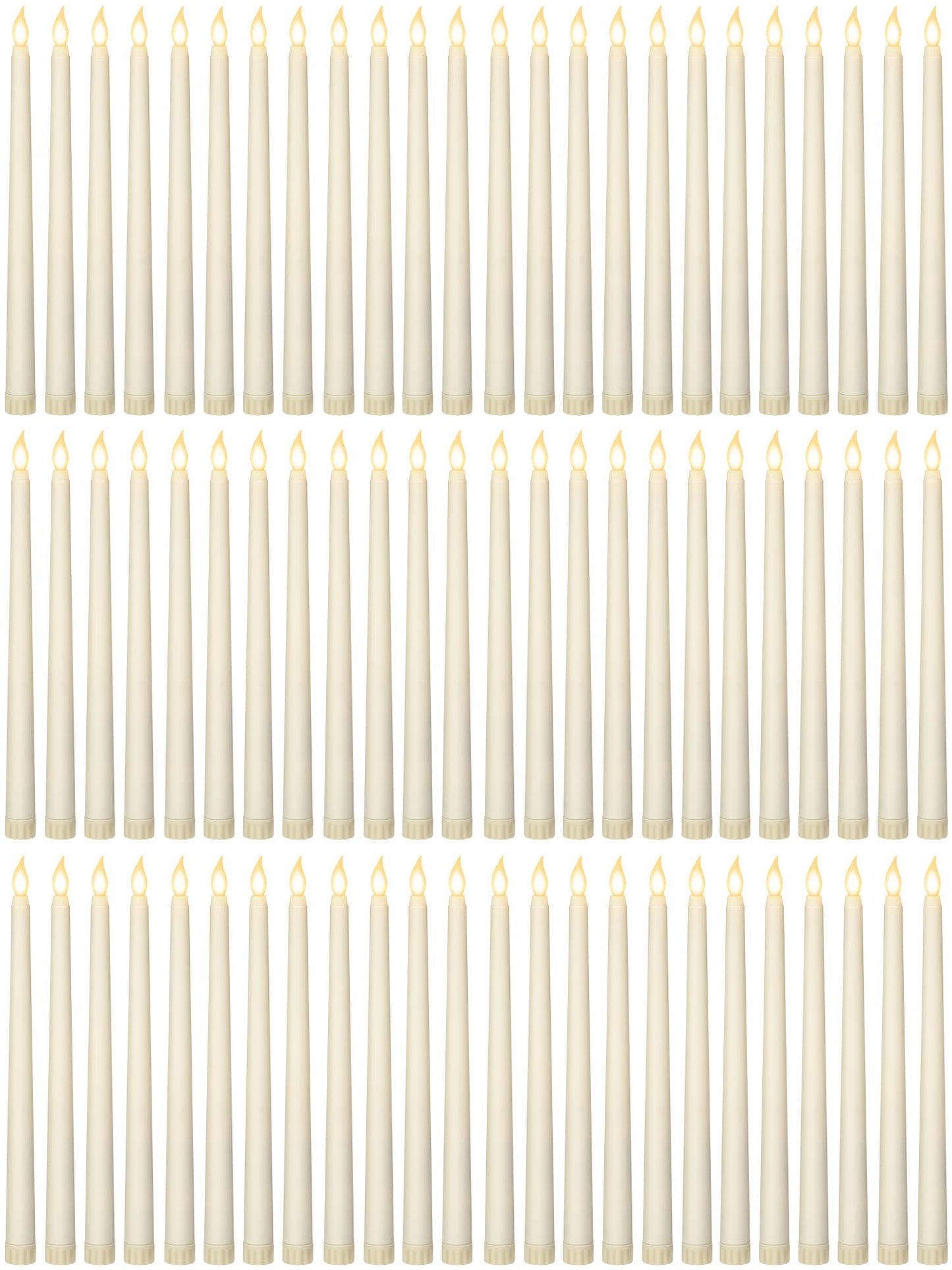 Retisee 100 Pcs 11 Inch Flameless Taper Candles LED Candles Bulk Battery Operated Taper Candle Flickering LED Candlesticks for Valentines Birthday Wedding Party Decor (Classic Style,Ivory)