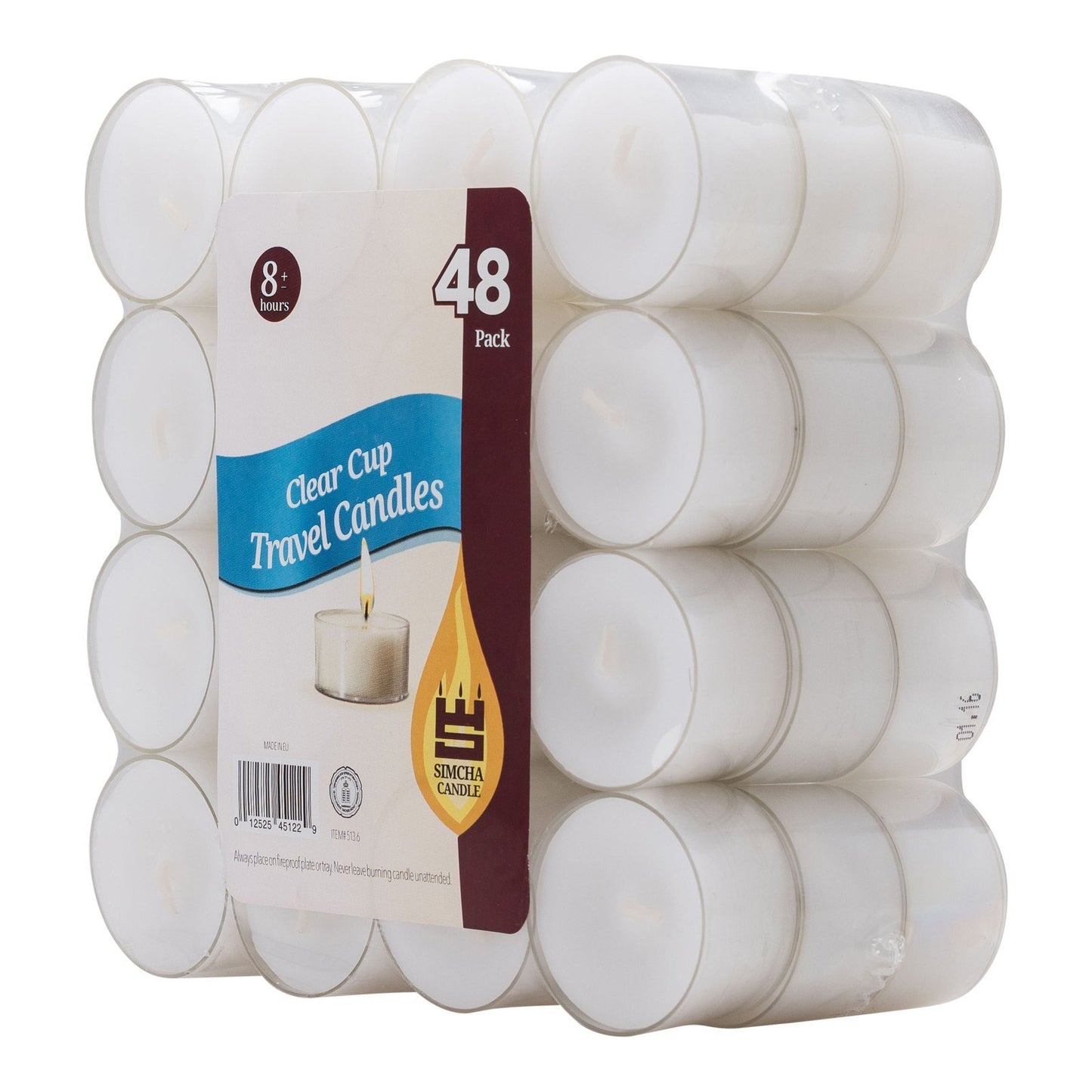 Simcha Tealight Candles No Messy Cleanup Easy Disposal Protects Surfaces Sophisticated Design Burns 8 Hours White Unscented in Clear Cups - Set of 48