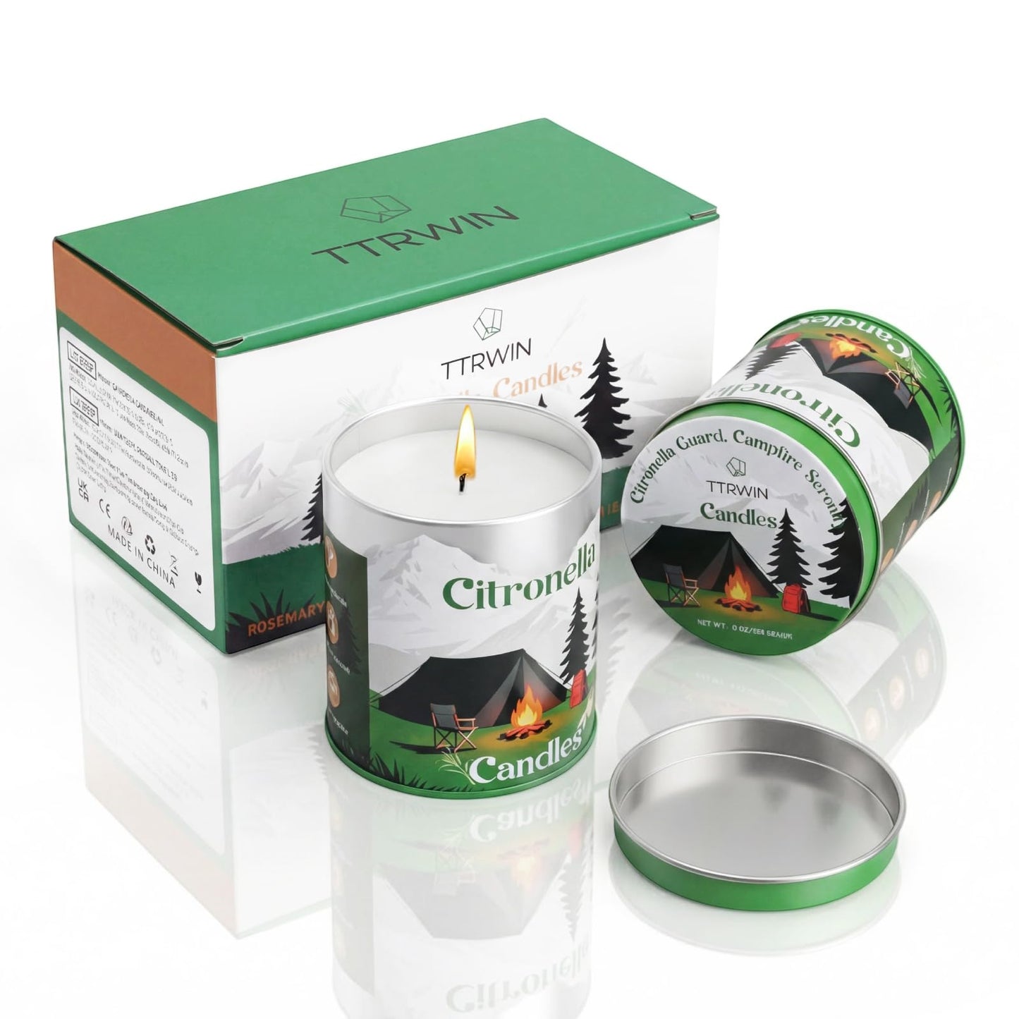 TTRWIN Citronella Candles Outdoor, Natural Citronella Candles, Create an Invisible Barrier and Warm Halo for You Outdoors, Making Every Outdoor Stop Full of Peace of Mind and Comfort, 2 Cans