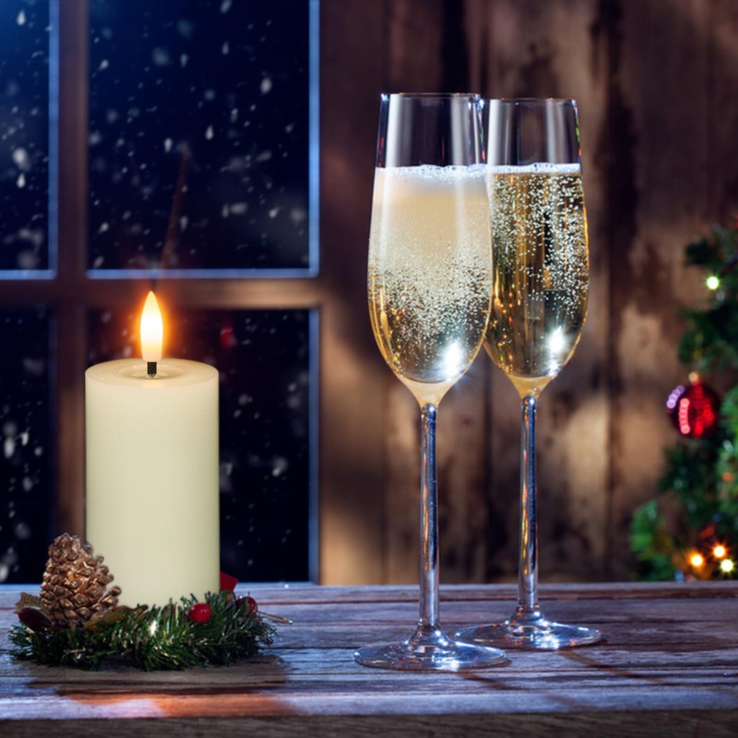 KunSwenn Flameless Candles with Remote Timer, 6 PCS Real Wax LED Votive Battery Operated Candles with 3D Flame, Flickering Pillar Candles for Christmas Home Decororations(Ivory, 4.5” x 1.9”)