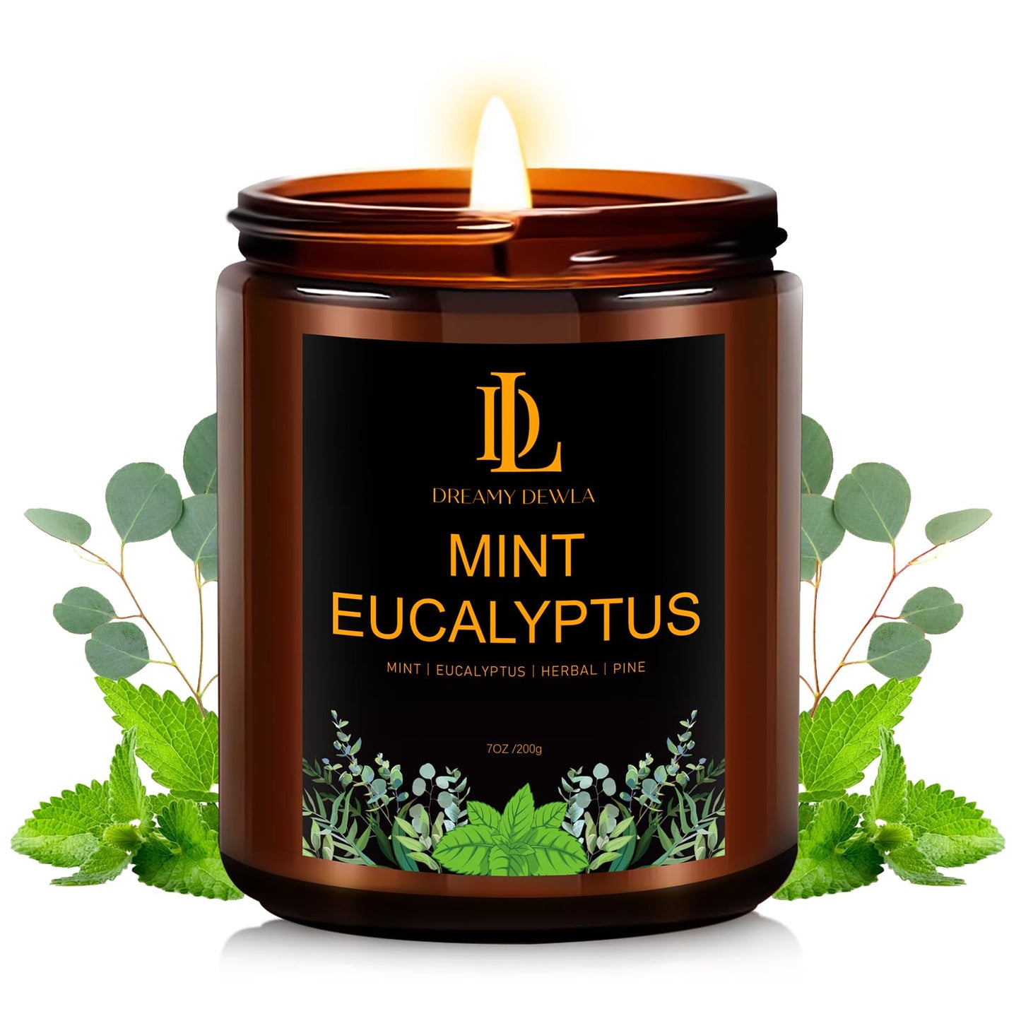 Mint Eucalyptus Candles, Mint Eucalyptus Scented Candle, Mother's Day Candle Gifts for Women, Soy Candles for Home Scented, 7oz 50 Hours Burn