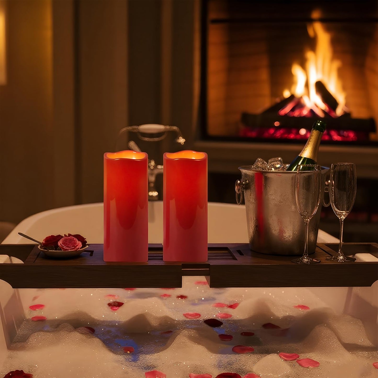 Homemory 4"x10" Burgundy Flameless Candles, Red Candles, Outdoor Waterproof Flameless Candles with Remote and Timers, Battery Operated LED Pillar Candles, Christmas Decor, Won't Melt Plastic, Set of 2