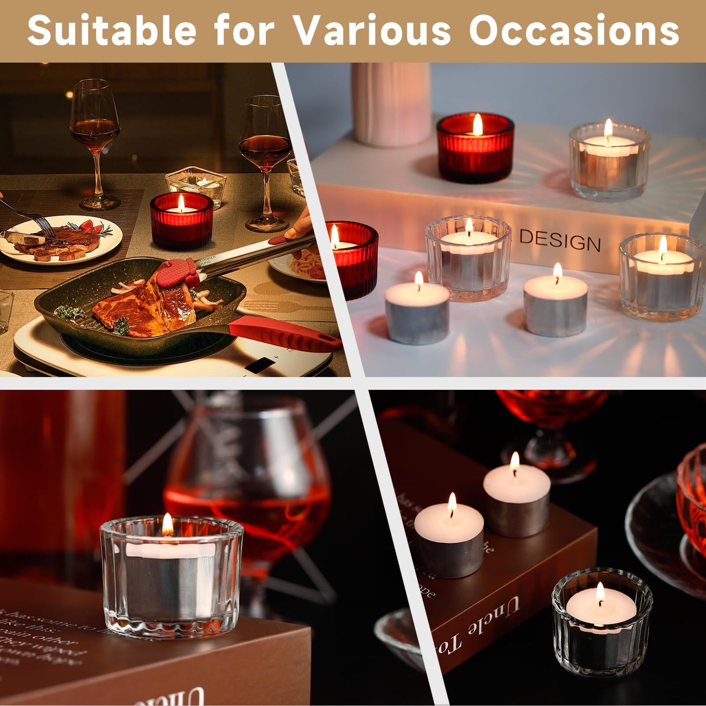 Yihurlm 50 Pack Tea Lights Candles, 8 Hours Long Burning Tealights Candle Bulk, Smokeless & Unscented Candles, White Tea Lights Candle for Shabbat Weddings Home Decor Table Centerpiece
