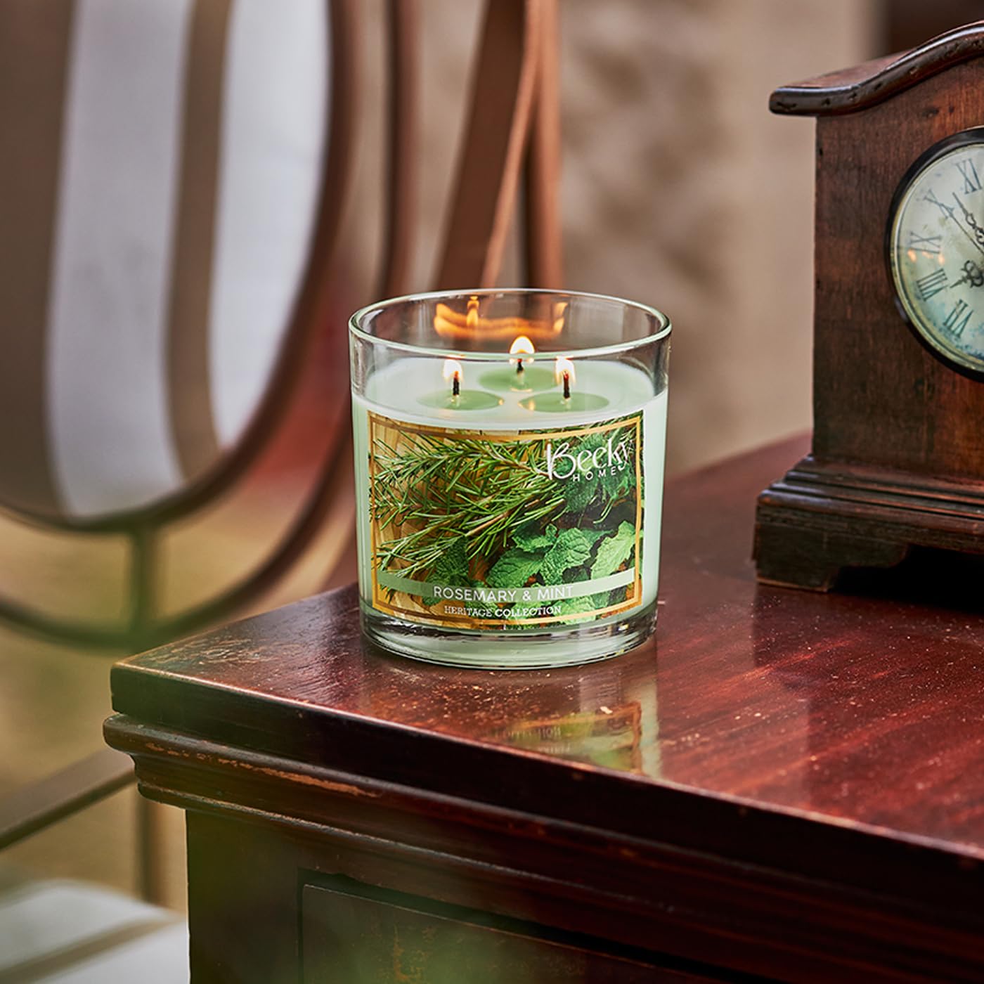 Becky Home 3 Wick Candle, 14.5oz Rosemary Mint Candle, 3 Wick Candles, Big Candle, Three Wick Candles, Candles 3 Wick