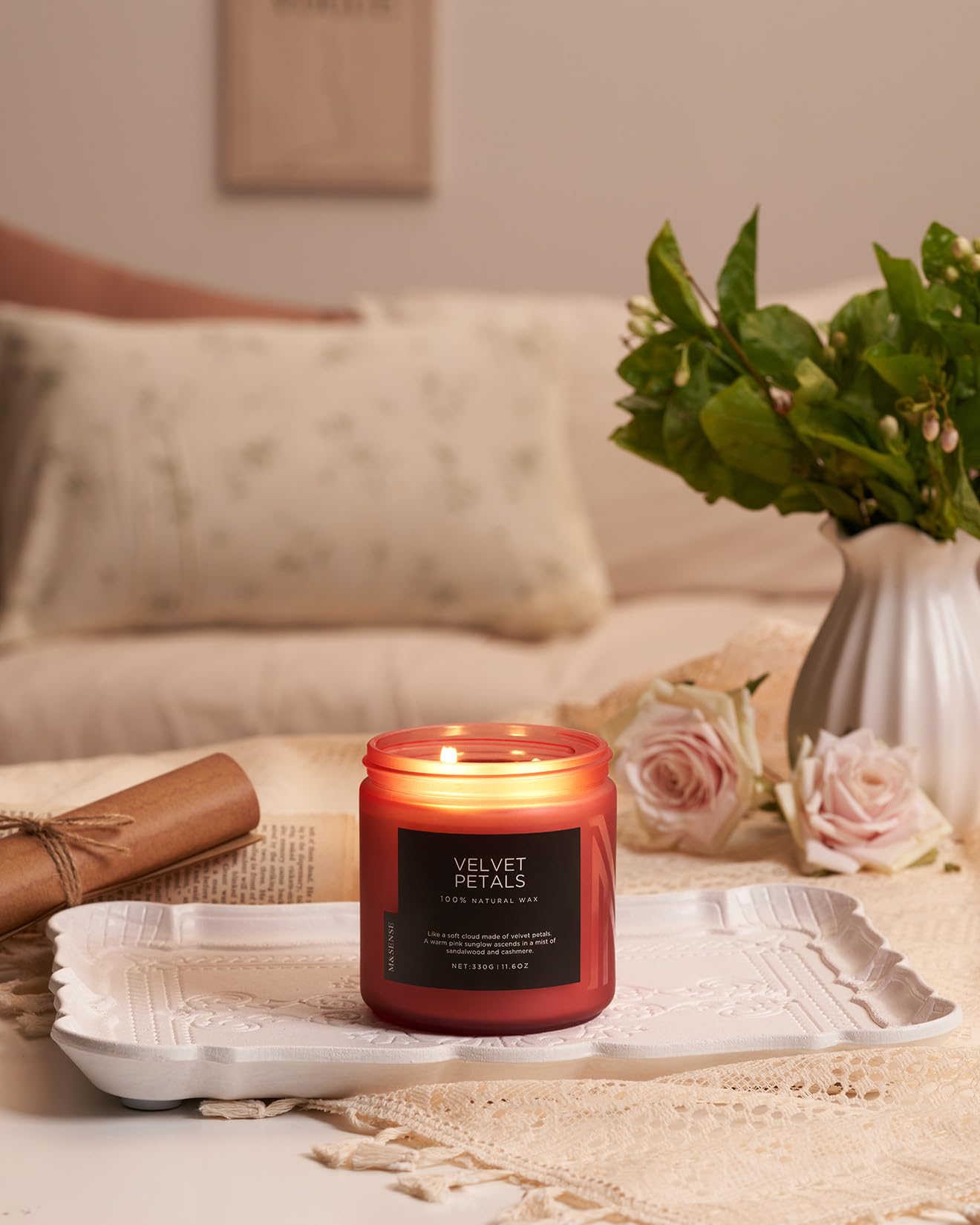 M&SENSE Sandalwood Rose Scented Candles for Home, 70 Hour Long Lasting 11.6oz Organic Natural Soy Wax Luxury Floral Classic Candle Gifts for Mother's Day