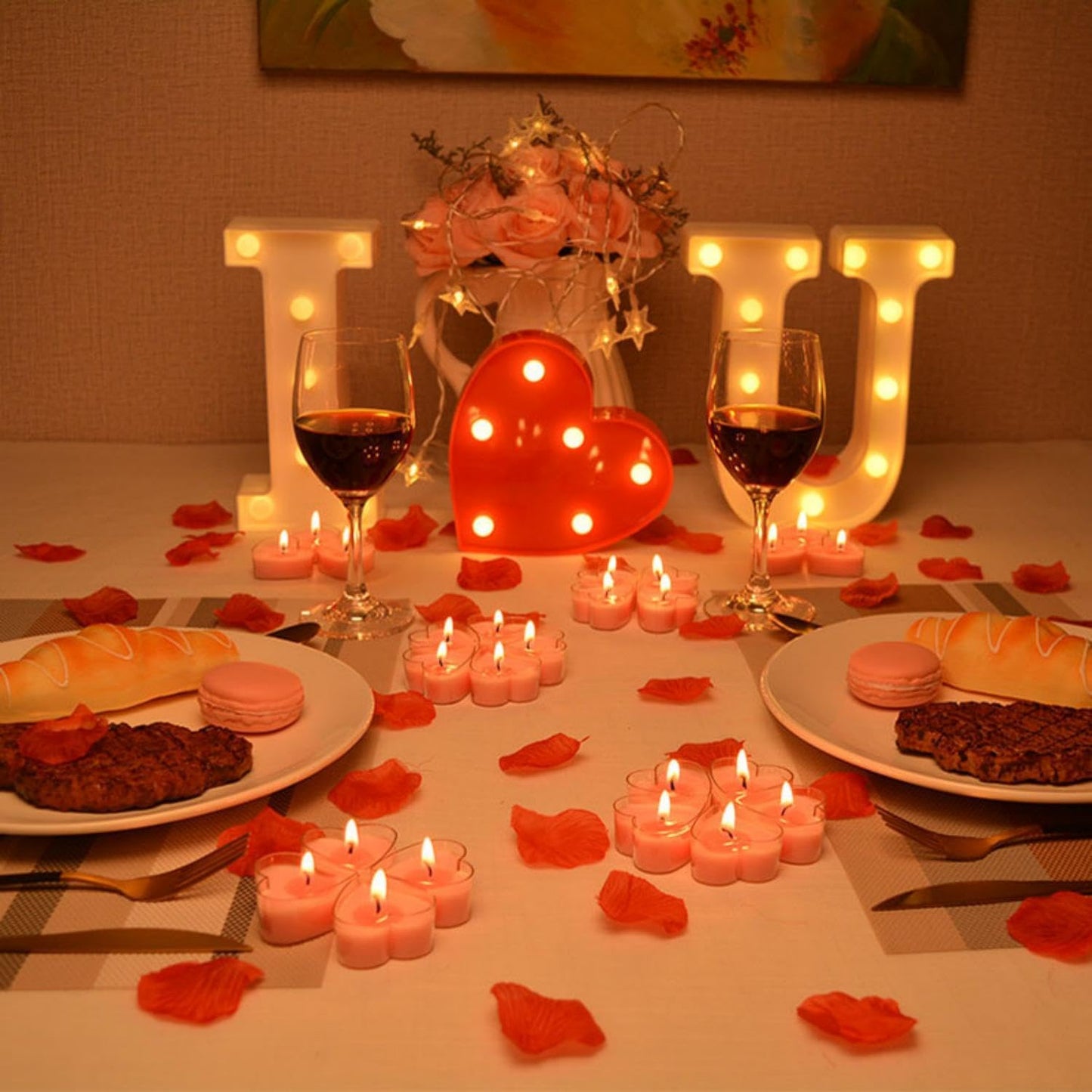Tea Candles Heart Romantic Candle Small Sweet Wedding Party and Home 1.5-2 Hours Extended Burn Time Votive Parties Tealight Wishing Bulk Birthday Halloween Emergency Family 9 Pack (Red)