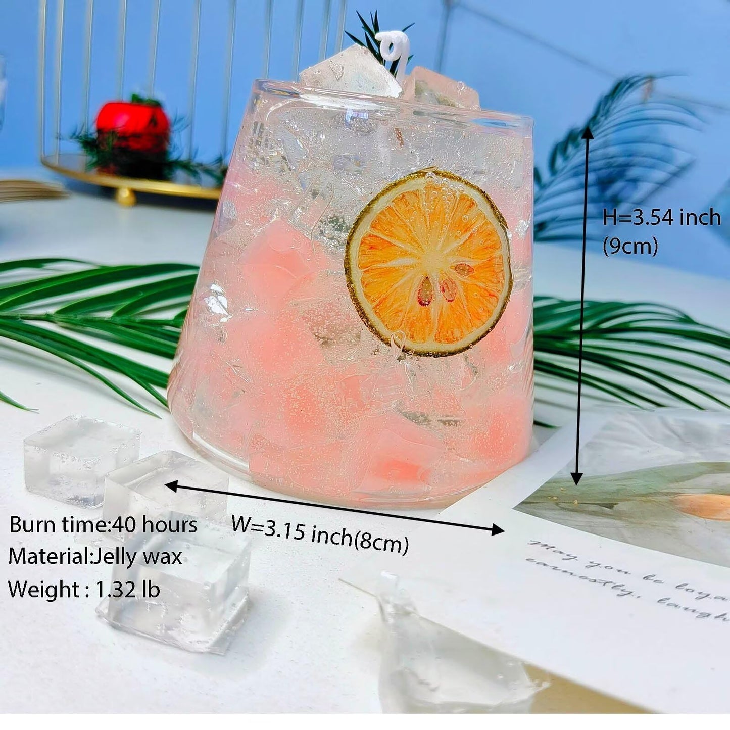 Decorative Jar Candles for Home Scented Aromatherapy Candle Long Lasting Cute Candles Gift for Women Mother's Thanksgiving Day Birthday Present Unique Jelly Wax Candle Peach