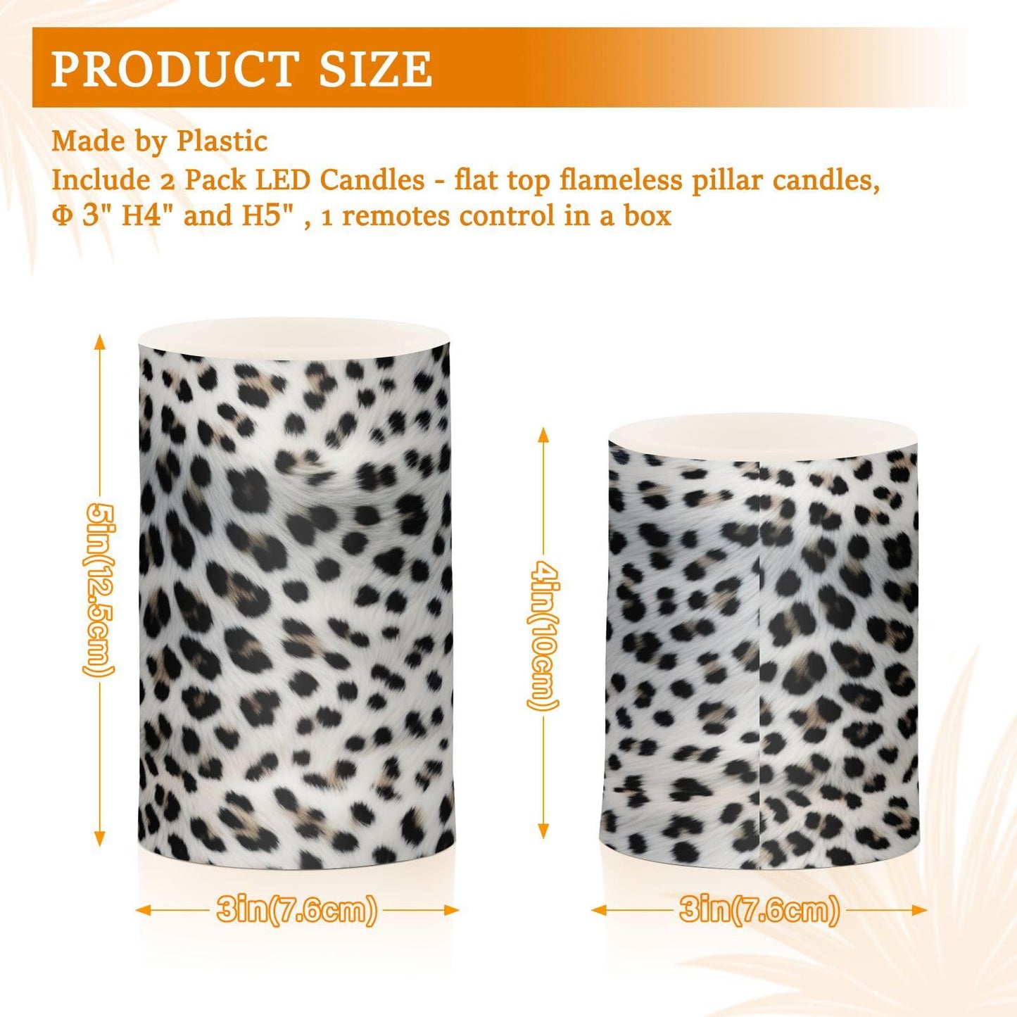 GUIJI White Leopard Print Flameless Candles, Flameless Candles with Remote Set of 2, Flameless Candles Battery Operated, Pillar Candles Home Decoration, Christmas, Party, E08D23009