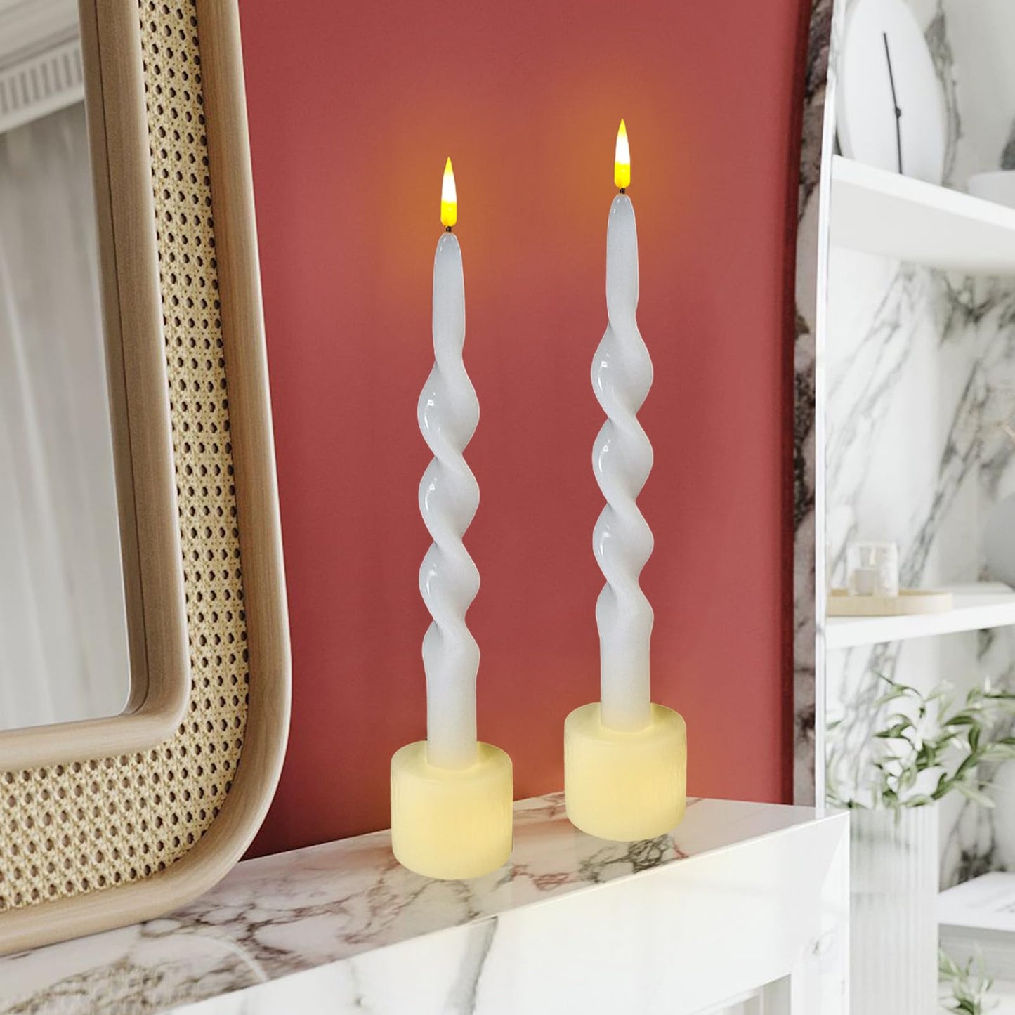 Gedengni Spiral Taper Candle LED Candlesticks, 10inches Flameless Tapered Candles Battery Candle Sticks Remote Twisted Candlestick for Dinner Holiday Wedding Party Housewarming-1D