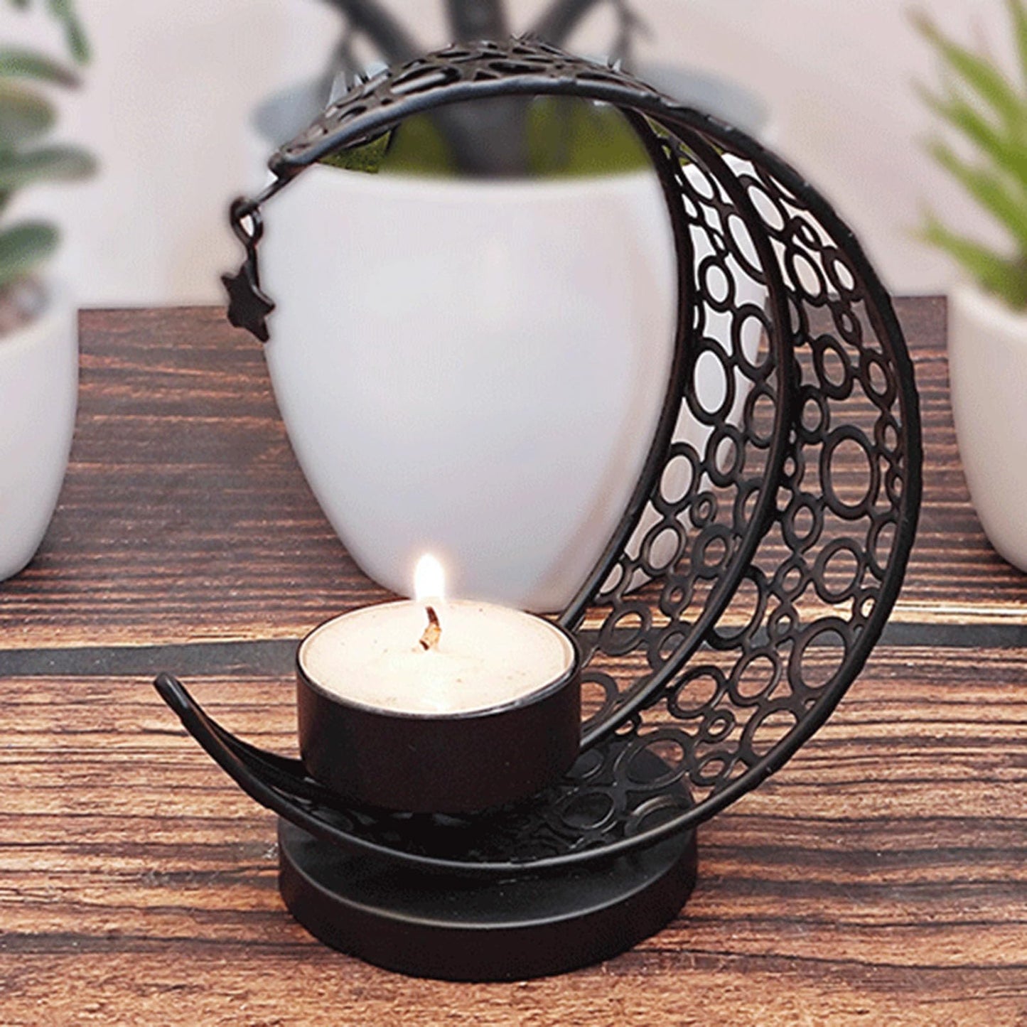 Moon Candle Holders, Metal Tealight Candle Holder for Moon Centerpiece, Decorative Middle East Eid Candlesticks Holder for Party Home Decor