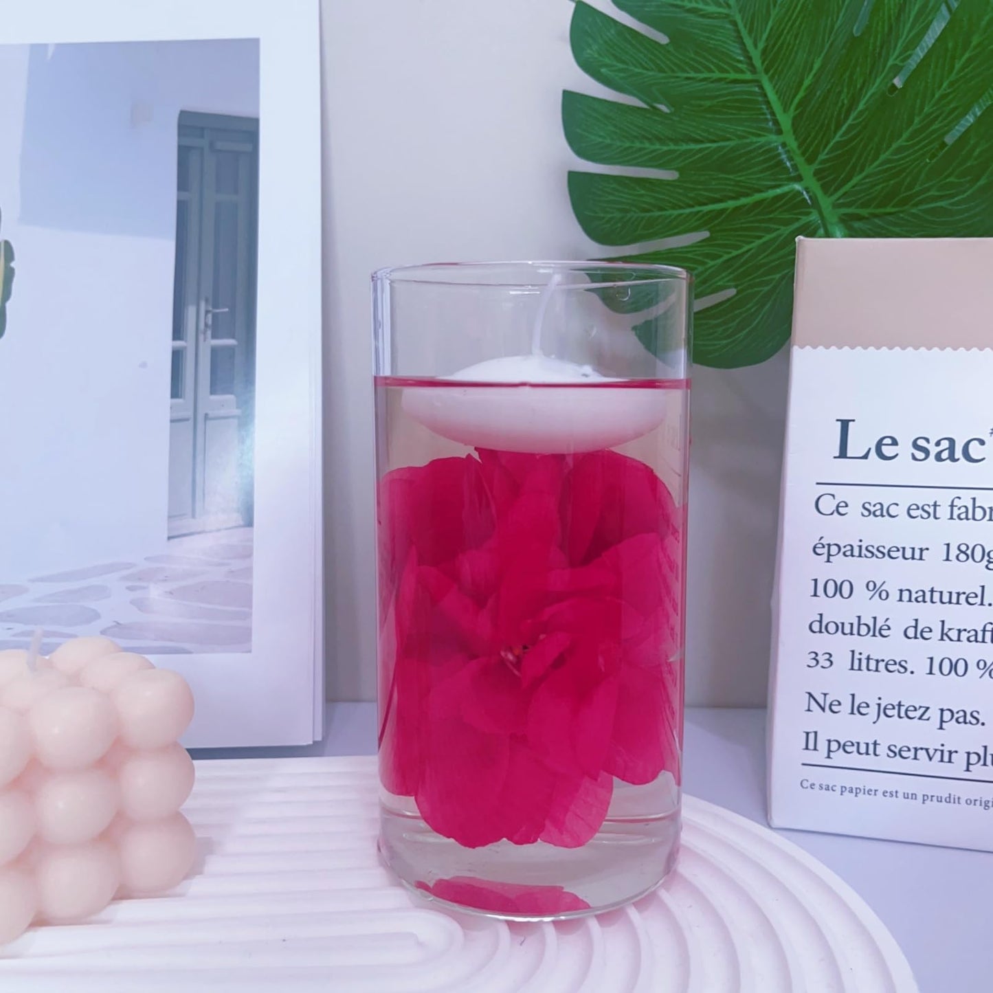 ZJGXH 24 Pcs Floating Candles for Centerpieces and Floating Flowers Vase Fillers for Centerpieces Rose Red Artificial Flowers for Wedding Table Party Home Decoration