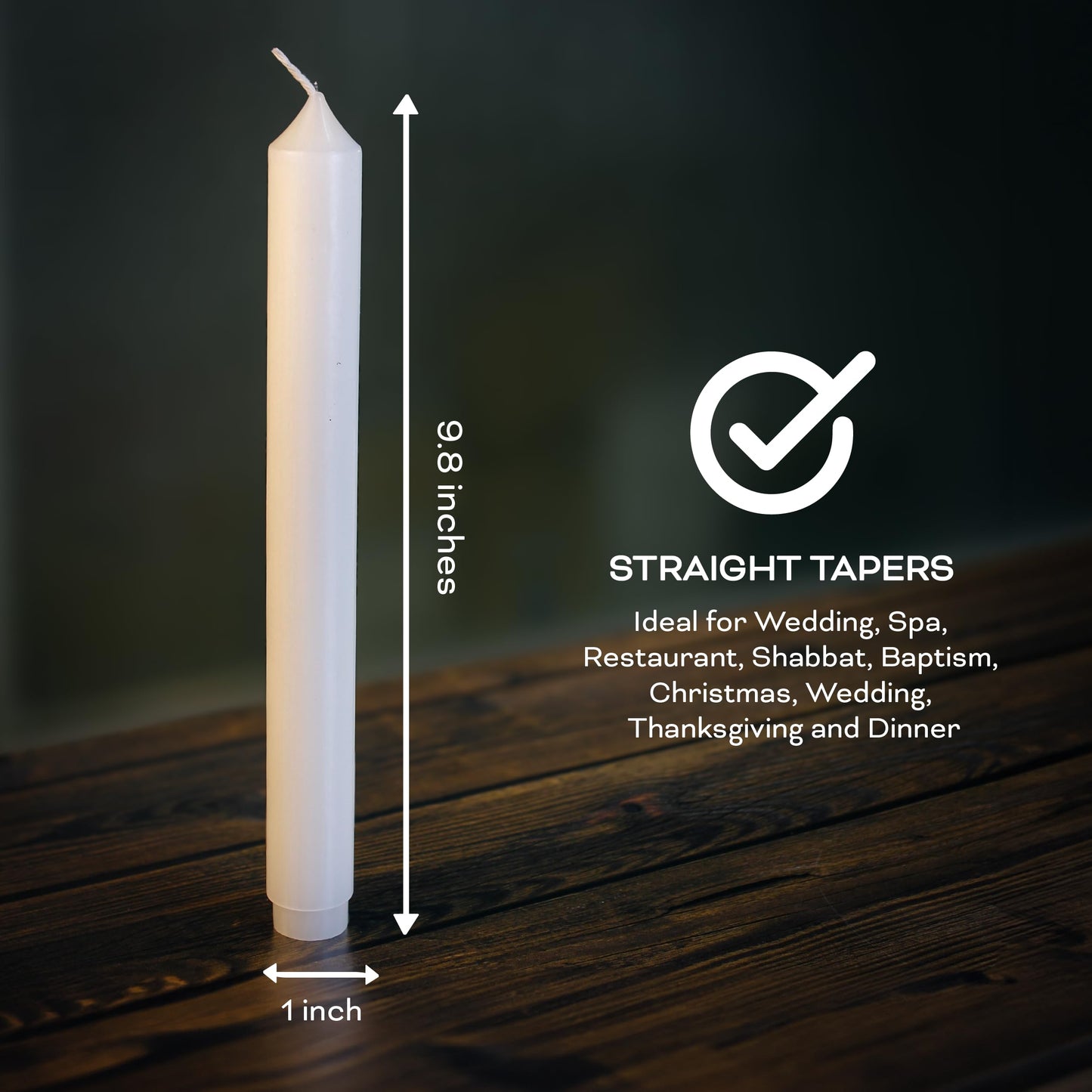 Estrella Blanca Ivory Dinner Candles – Elegant 10-Inch Taper Candles, Long-Lasting Unscented Wax, Dripless, Set of 8, Perfect for Dinner Parties, Events, and Home Décor