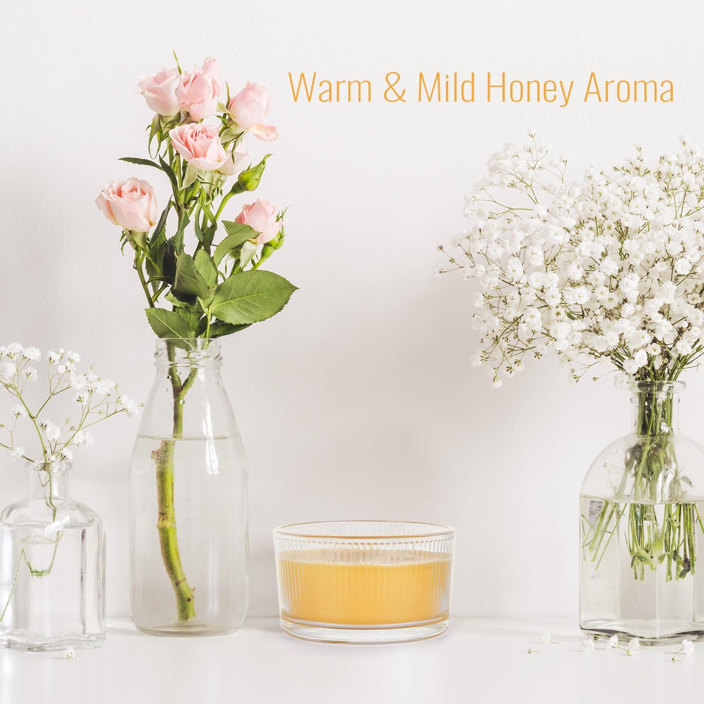 AGLARY 3PCS 3-Wick Beeswax Candles in Glass, Elegant and Natural Home Lighting,Unscented Raw Beeswax-Raw