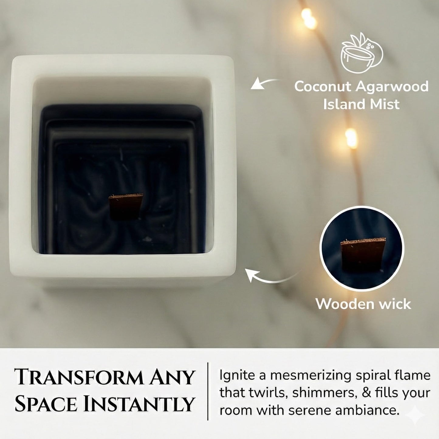 LUMINORA Spiral Candle - Unique Scented Soy Wax Candle with Spiral Burning Design, Handcrafted Gift Ready Decorative Candle for Home Decor, Gift & Cozy Room Ambiance (Coconut Agarwood)