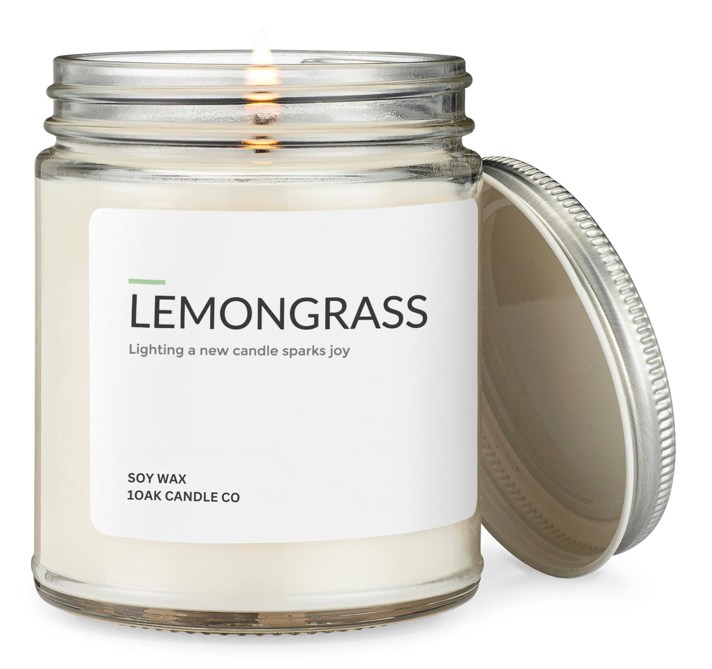 1OAK Lemongrass Candle - Soy Candles for Home Scented - Long Burning Premium - Hand-Poured (7oz.)
