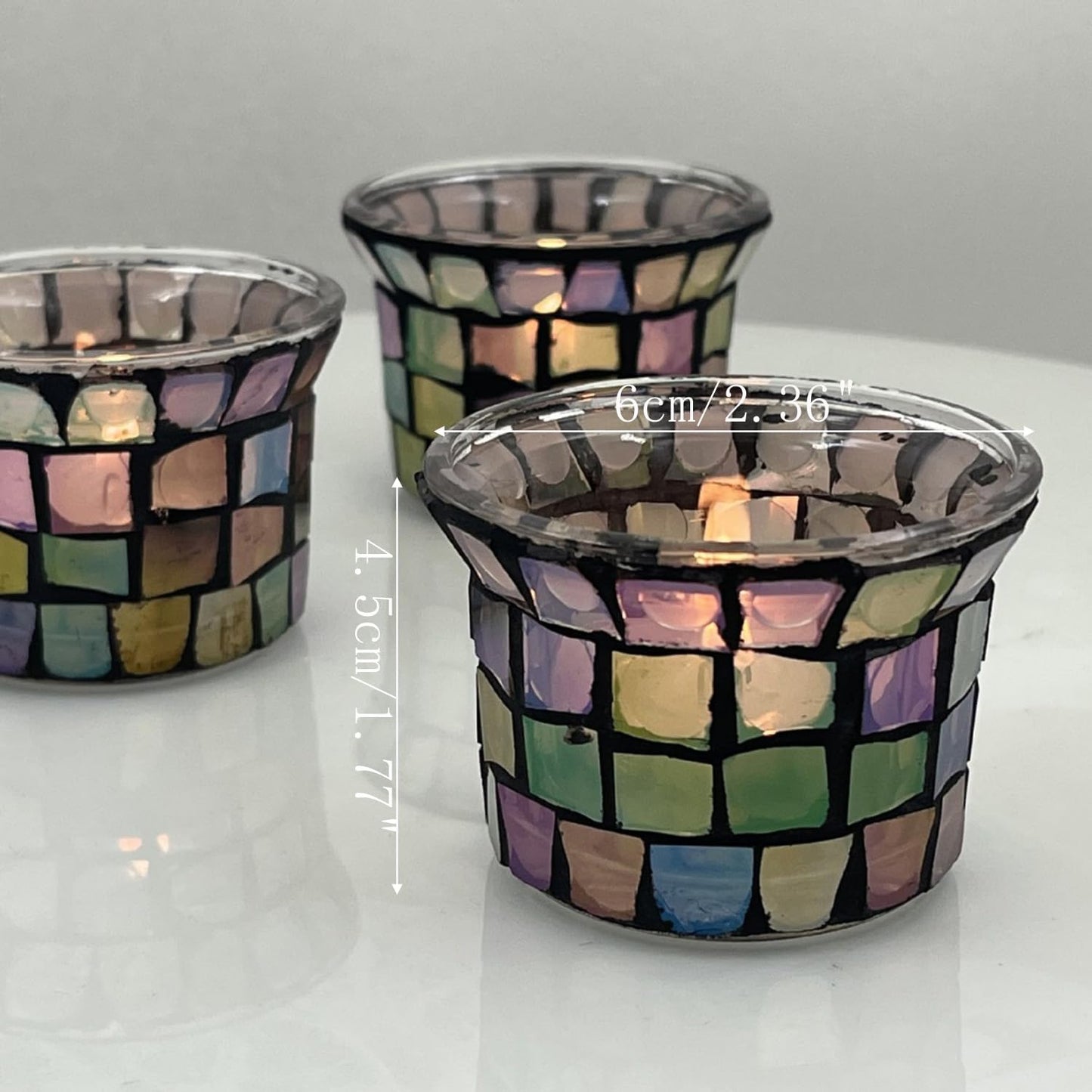 Maimeili Glass Candlestick Romantic Mosaic Broken Candlelight Aromatherapy Candle Cup for Valentine's Day Christmas Thanksgiving Tables Center of Party Decorations(NO Candles)