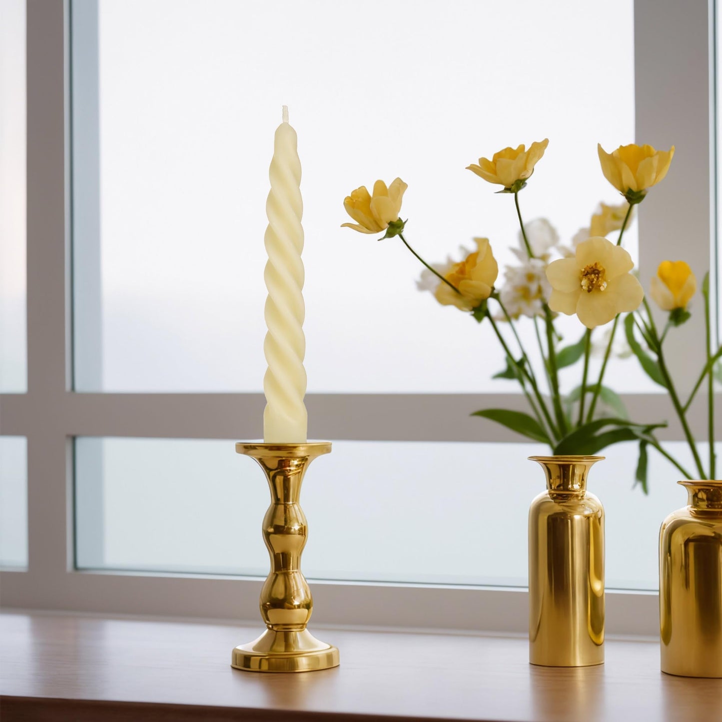 7.5 inch Natural Pure Hand Poured Spiral Bees waxs Tapered Candle 4 Packs,Unscented Dripless Twisted Candlesticks,Wick and Smokeless for Home Decorations, Yoga