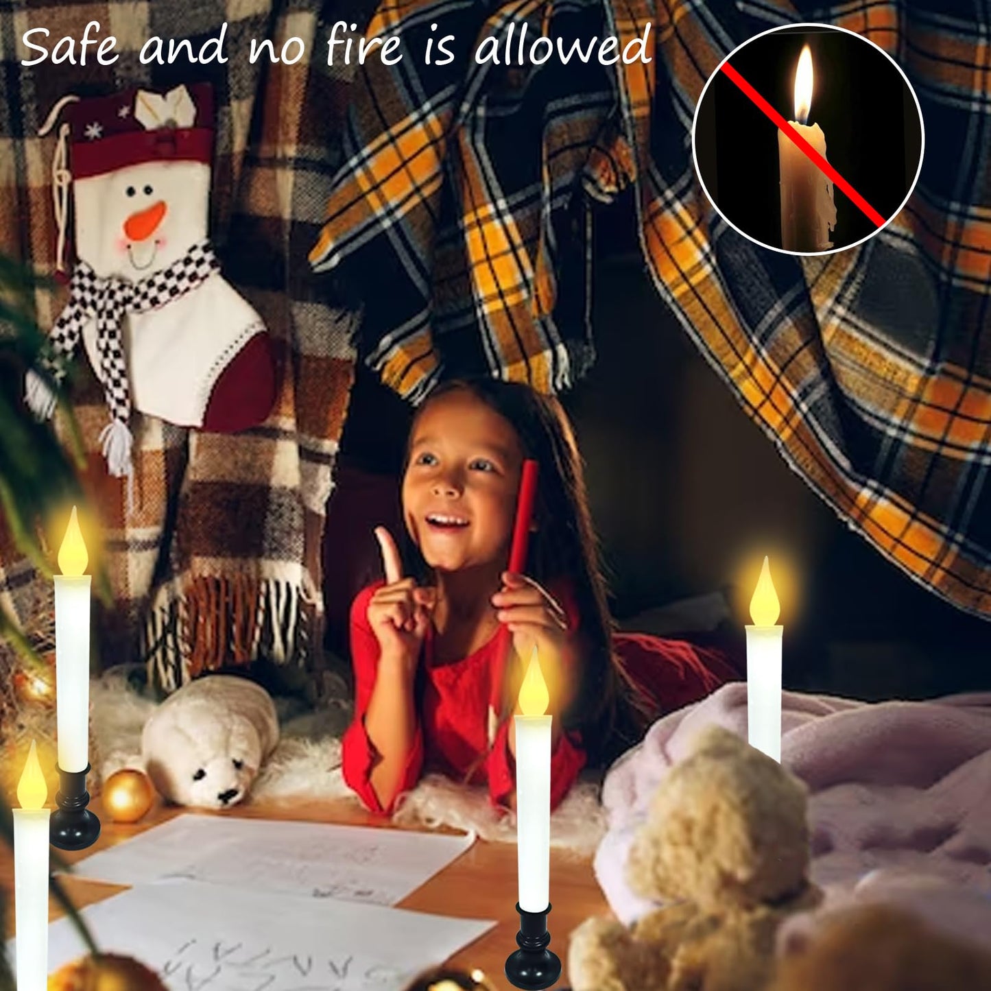brianvikey Christmas Window Candle Light, Black Base, Battery Powered Candle 9 "Flashing LED Light, Automatic Timer (6 Turn 18 Hour Timer), Window Table Party Decoration