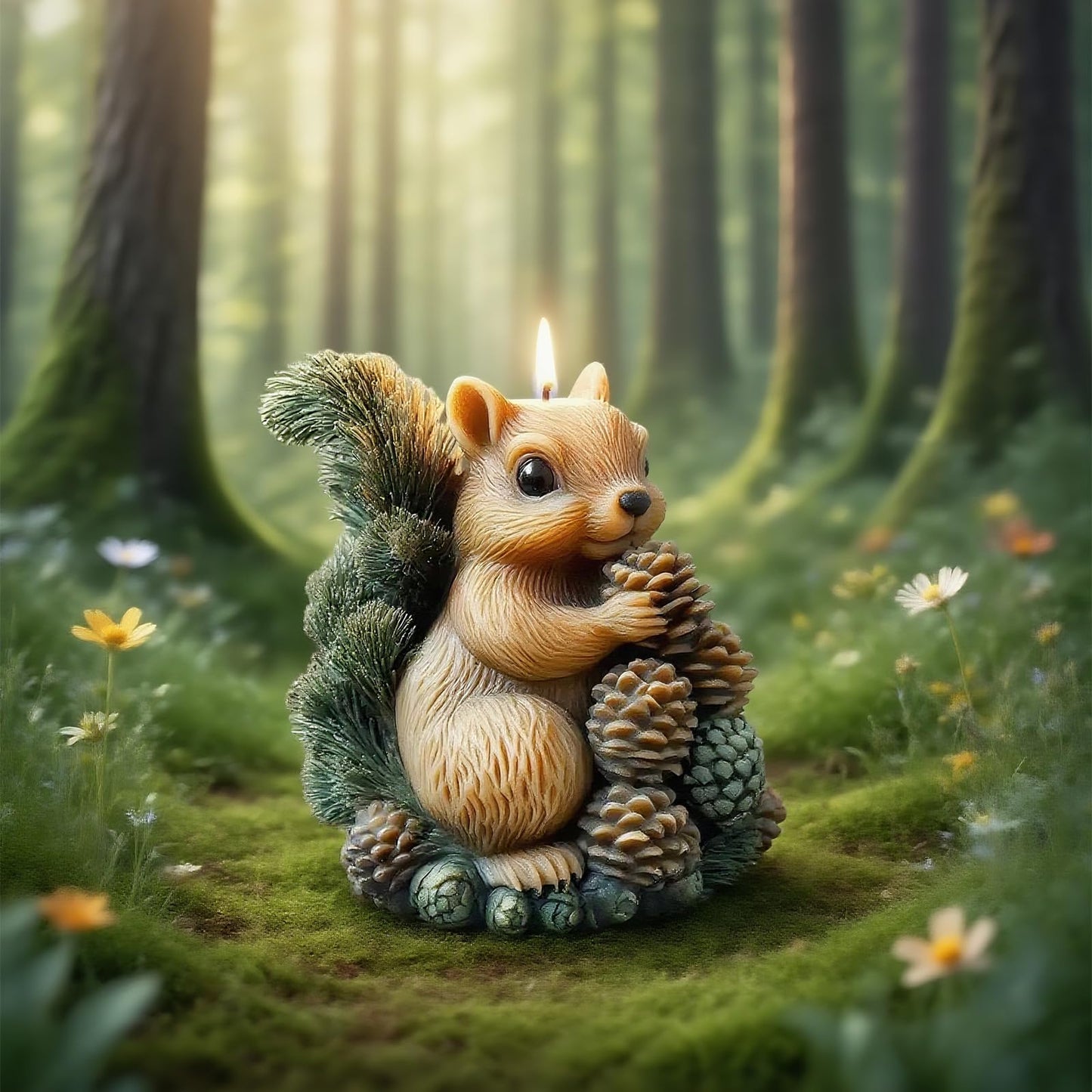Squirrel Silicone Candle Mold, 3D Cute Animal Squirrel with Pinecone Molds for Candle Making, Resin Casting Molds for DIY Epoxy Resin Craft, Aromatherapy, Plaster Ornament & Home Decoration