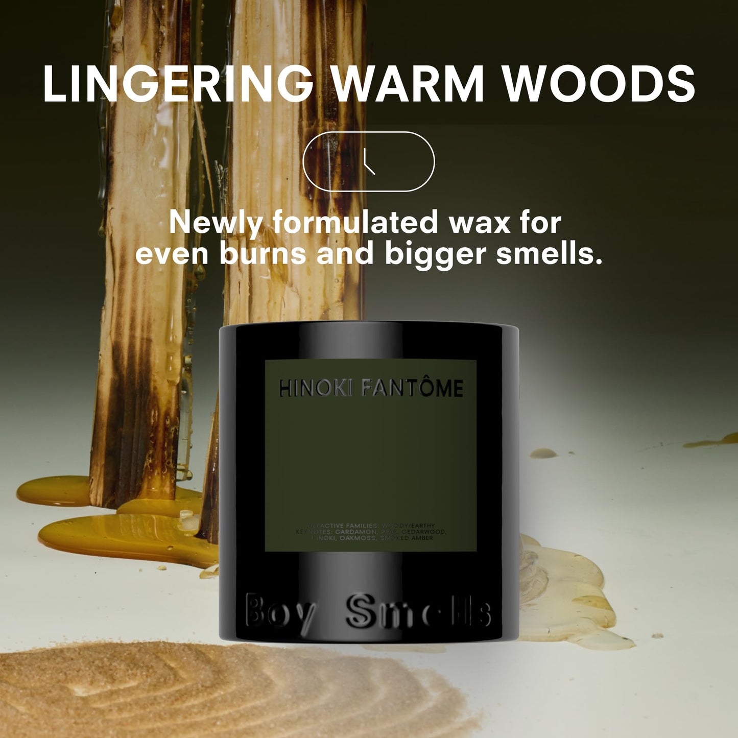 Hinoki Fantôme Scented Candles for Men and Women - 8.5 oz - Soy, Coconut Wax Candle Blend - Aromatic Candles for Home with Japanese Cypress, Jasmine and Smoked Amber - 50-Hour Burn - Cotton Wick.