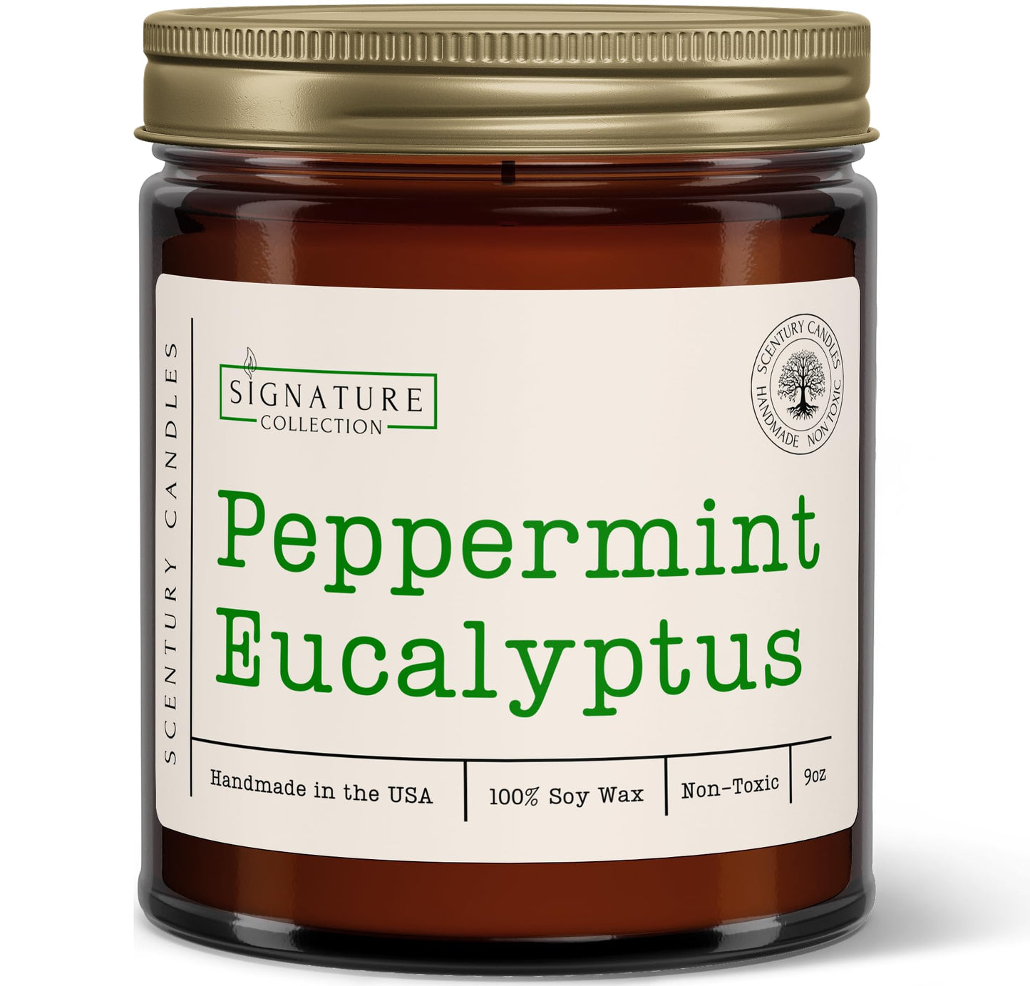 Peppermint Eucalyptus Scented Candle, Many Scents to Choose from, All Natural Non-Toxic Soy Wax, Handmade in The USA(Peppermint Eucalyptus)