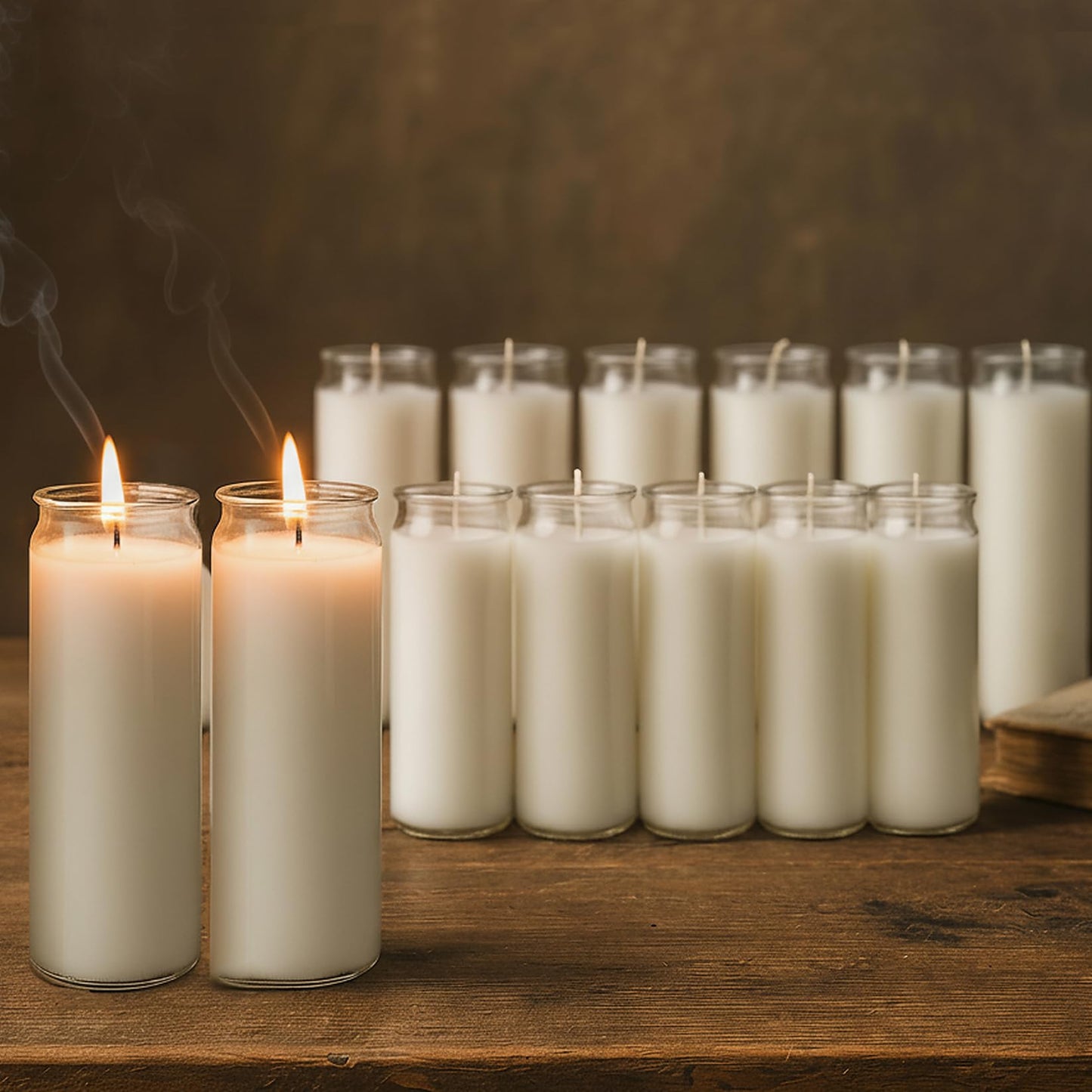 Veiuwa 12-Pack of 2x8 Inch White Candles in Glass,7 Day Candle,Unscented Prayer Candle,Suitable for Various Occasions Such as:Memorials,Religious,Catholicism,Churches,Altars,Vigils,etc.