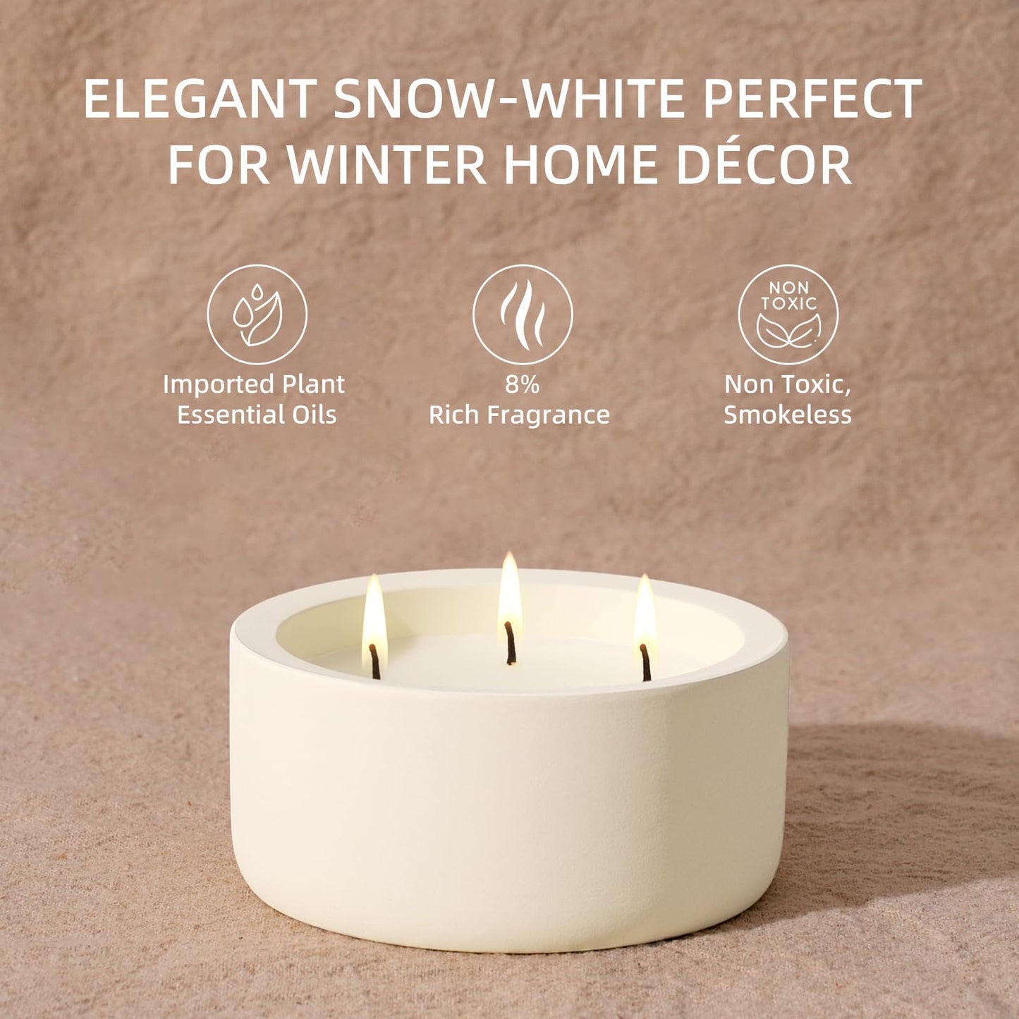 Viyffo 20oz Large Scented Candle – Vanilla Fragrance, 3 Wick Non Toxic Soy Candle, Ivory White Ceramic Jar, Luxury Home Fragrance, Elegant Spring Décor & Premium Birthday Gift