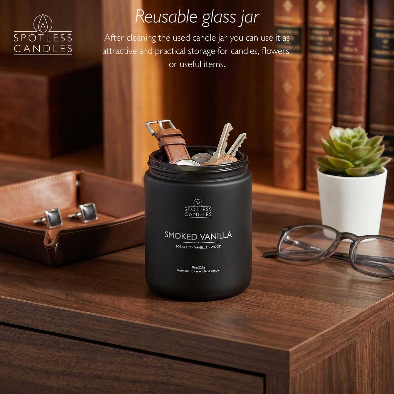 Mens Candle 2 x 8oz Pack Smoked Vanilla and Lavender Cedarwood Scents