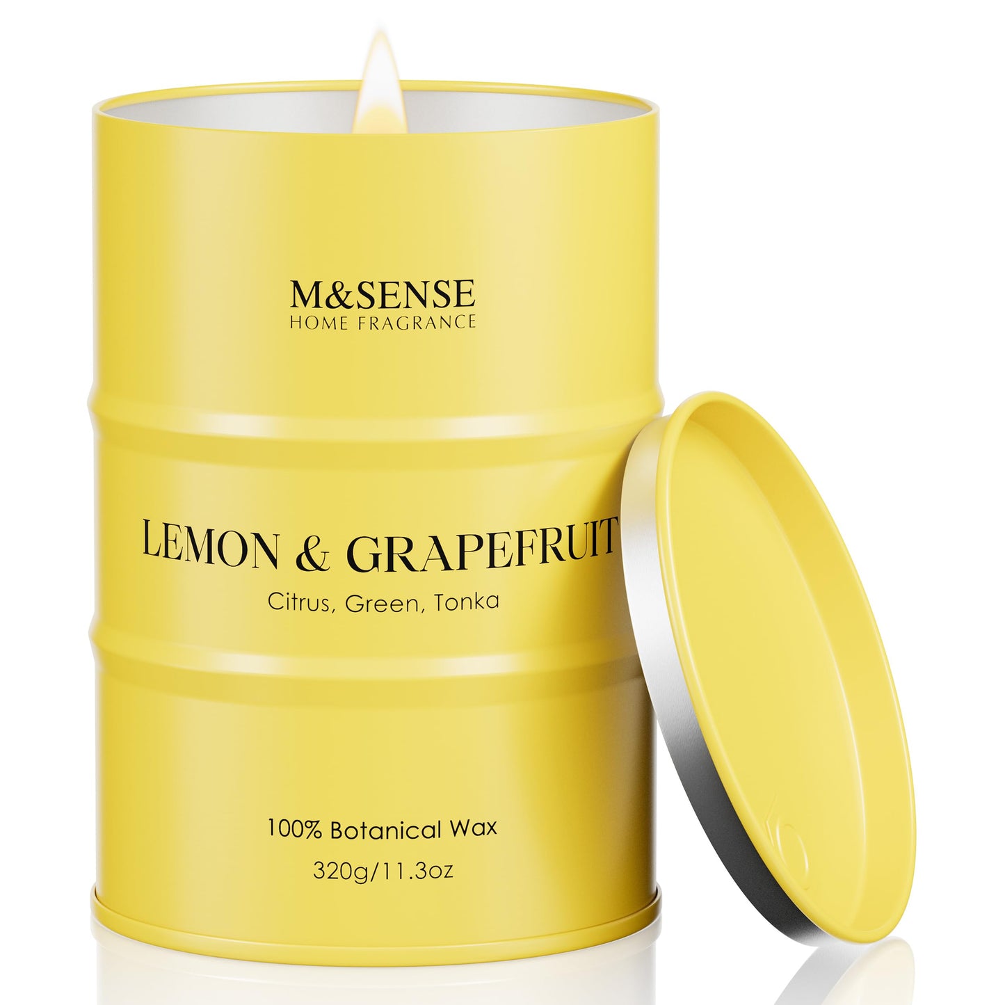 M&SENSE Lemon Candle,Summer Grapefruit Scented, Lemon Soy Candles 11.3oz 70 Hour Slow Burning, Limoncello Highly Scented Citrus Candles for Bathroom, Fresh Smelling Candle