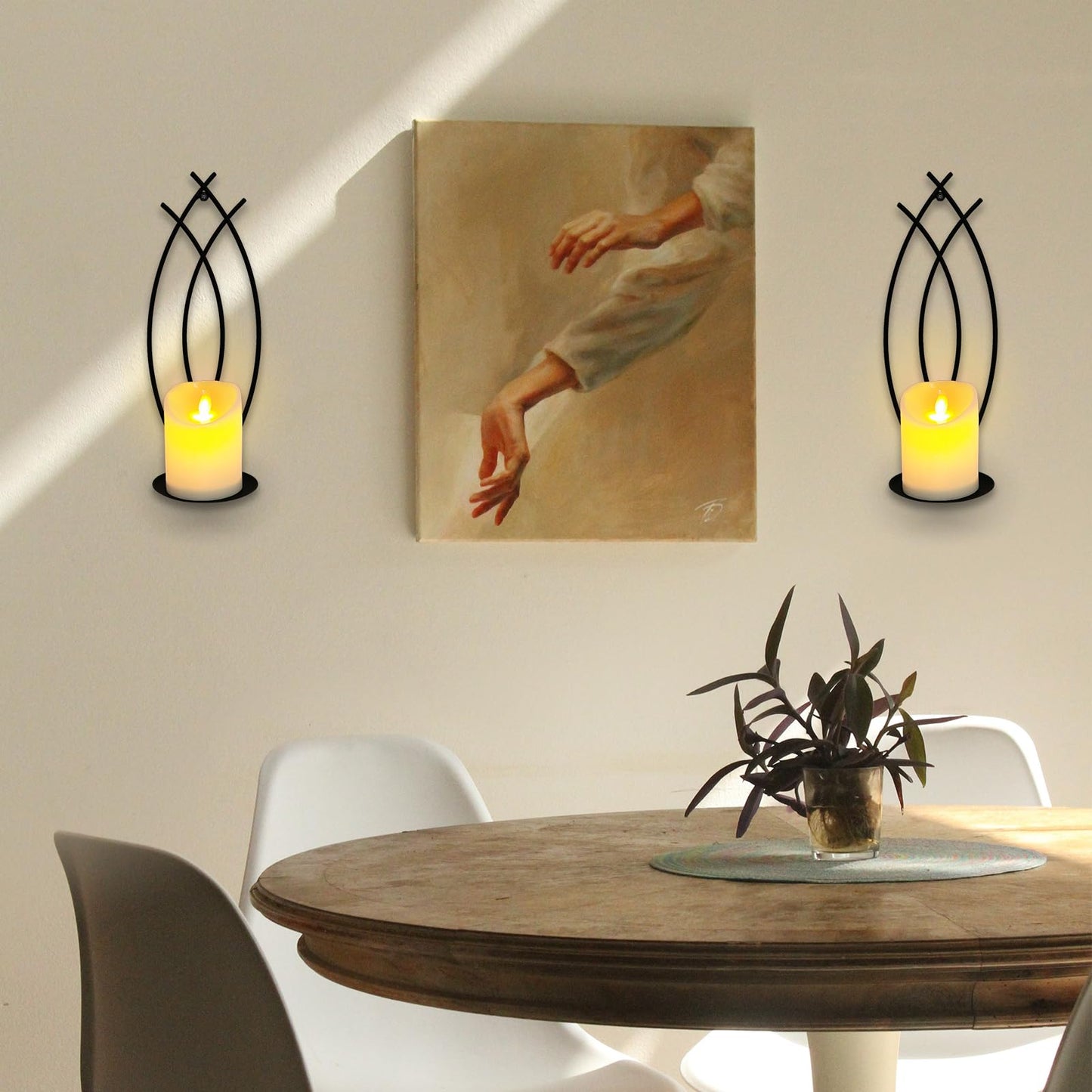 SNAIL GARDEN Wall Candle Sconces Holder Set of 2, Flame-Like Wall Decor Sconces Decorative Wall Sconces for Candles, Wall Mounted Candle Holder for Living Room Bedroom Dining Room Wall Decorations