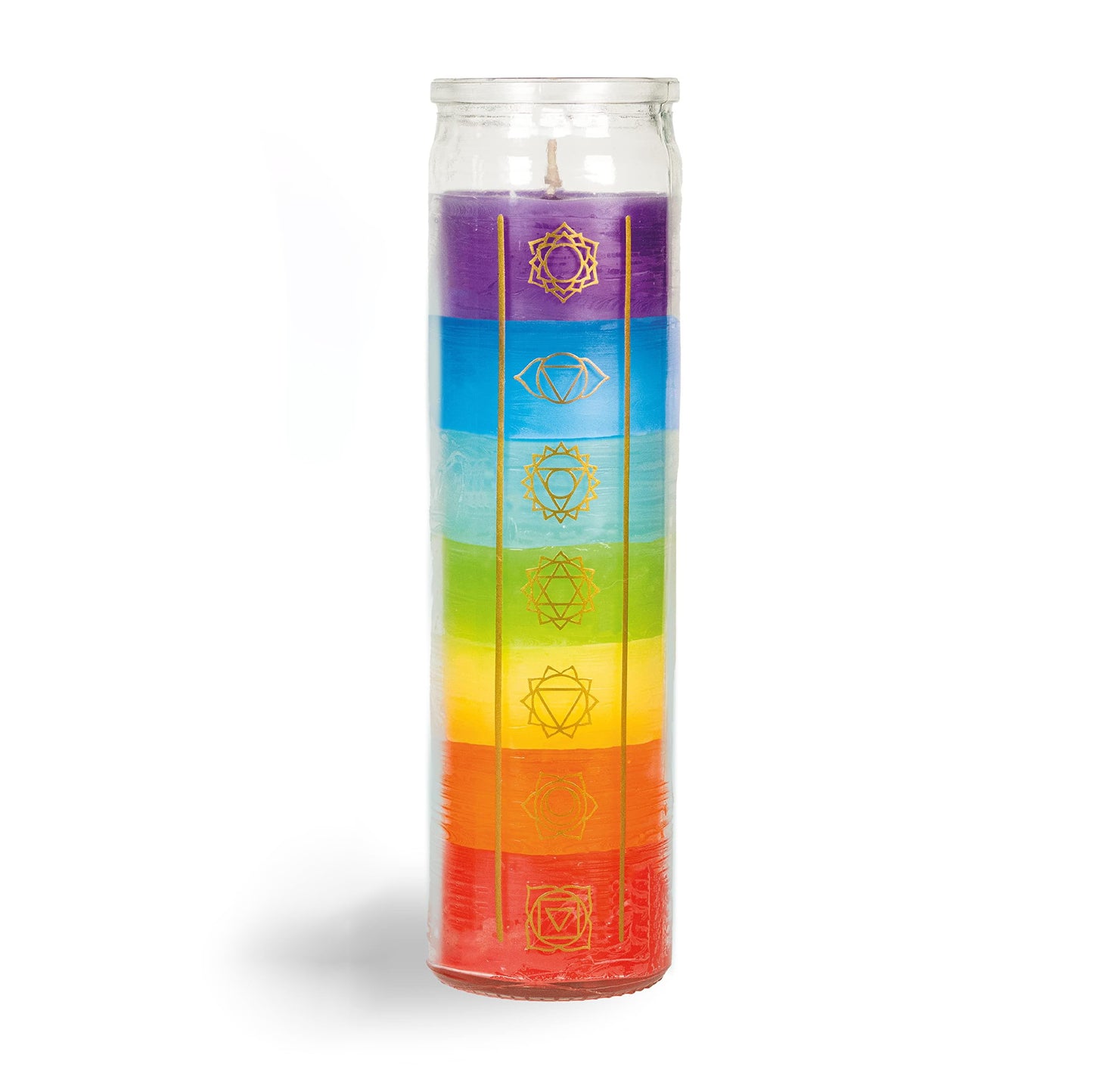 Simply Soson 2x8 inch 7 Chakra Candle in Glass Jar - Unscented, Promotes Positive Energy, Meditation & Relaxation
