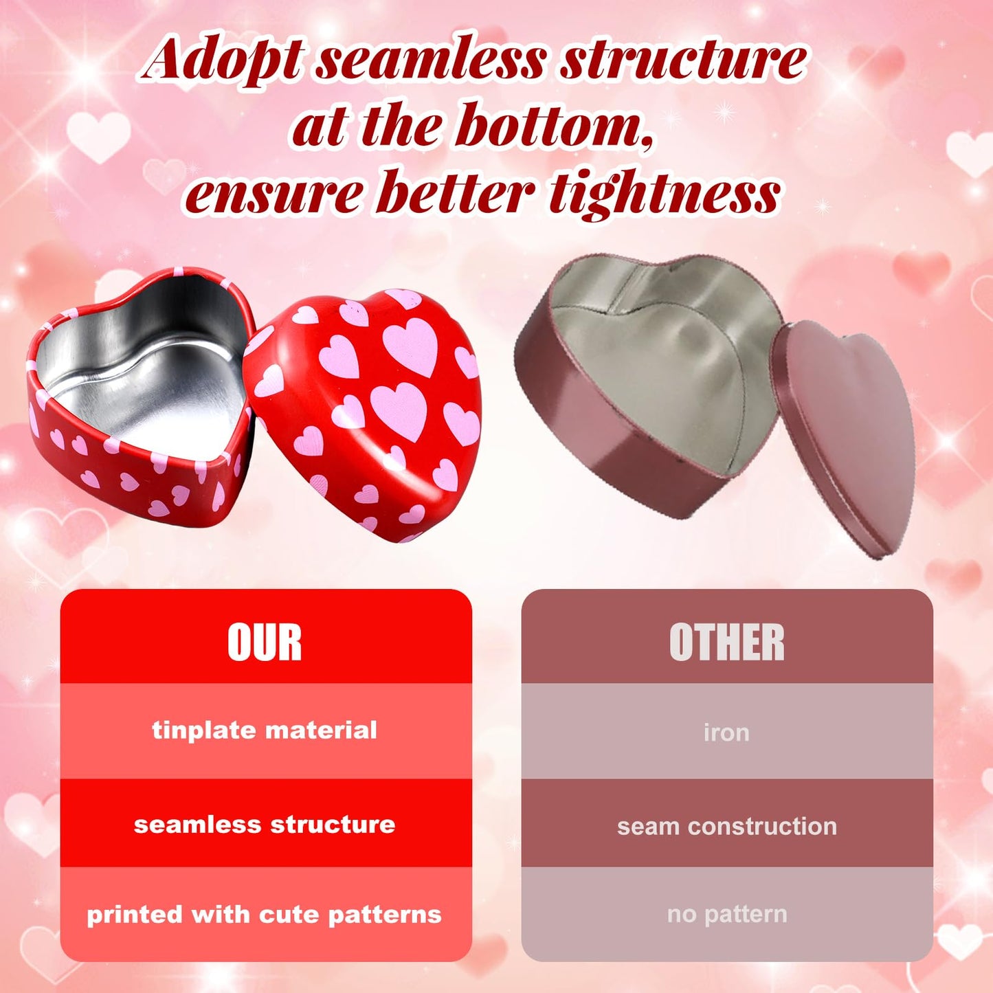 MorningRo 24 Pcs Valentine Heart Candle Tins with Lids Empty Heart Shaped Candle Jars 2 oz Containers Box for DIY Making Candles Valentine Gifts (Red)