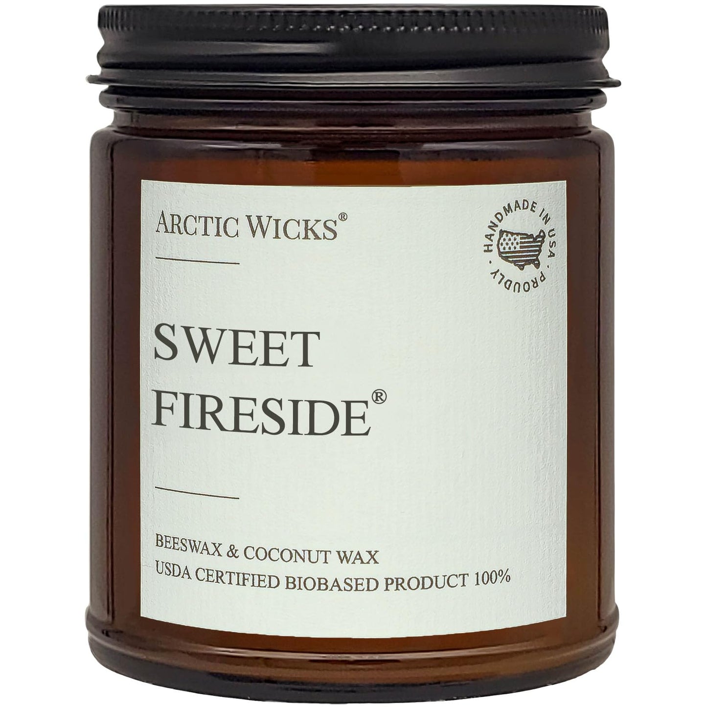 Arctic Wicks Scented Coconut Beeswax Candles | Coconut Beeswax Non Toxic Candle 9oz Amber | Farmhouse Candles Non-Toxic Clean Burn 100% USDA Certified Biobased (Sweet Fireside)
