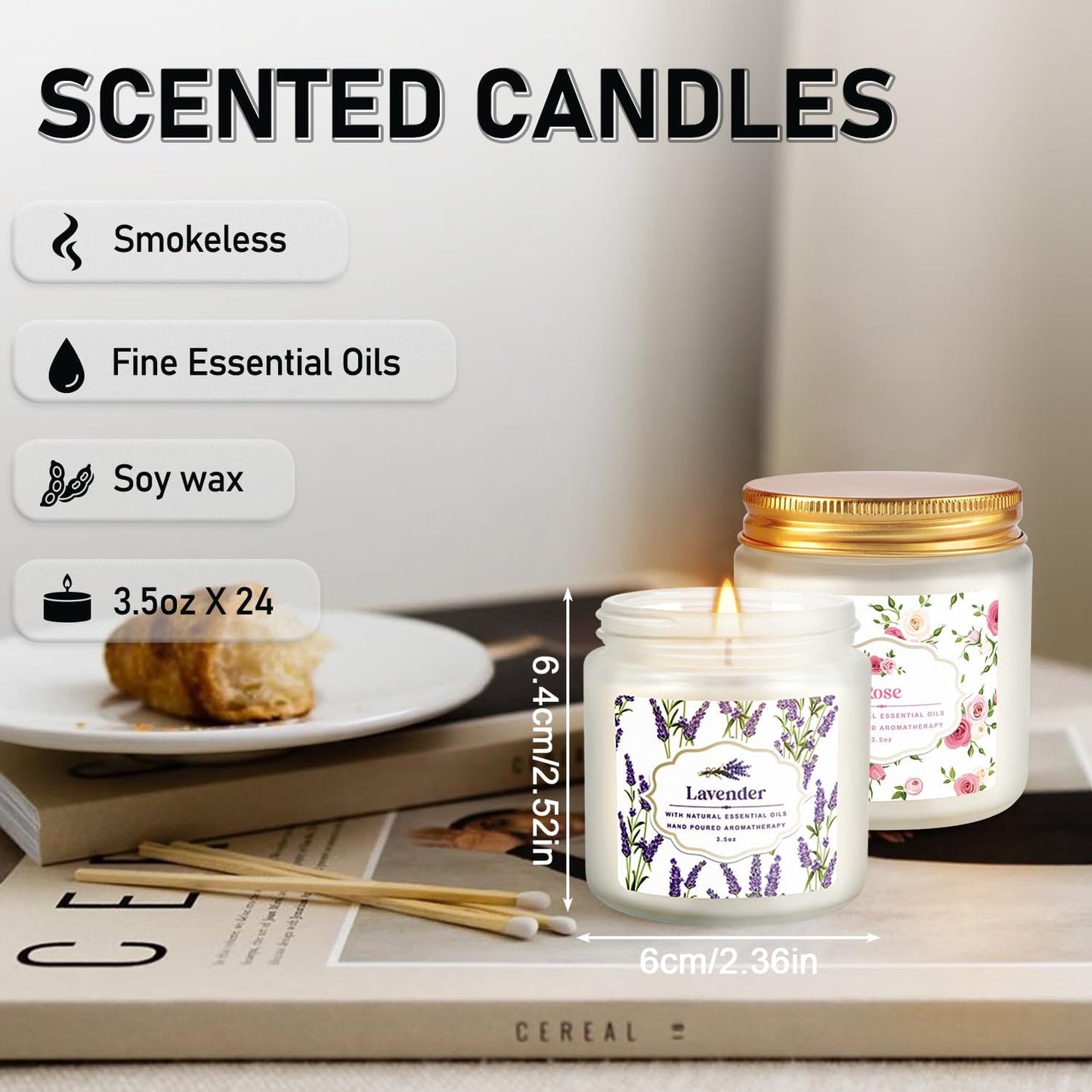 24 Pack Candles for Home Scented Aromatherapy Candles Gifts Set for Women, Natural Soy Wax Candle, 3.5 oz Long Lasting Candles, Birthday, Valentine, Christmas, Anniversary Present