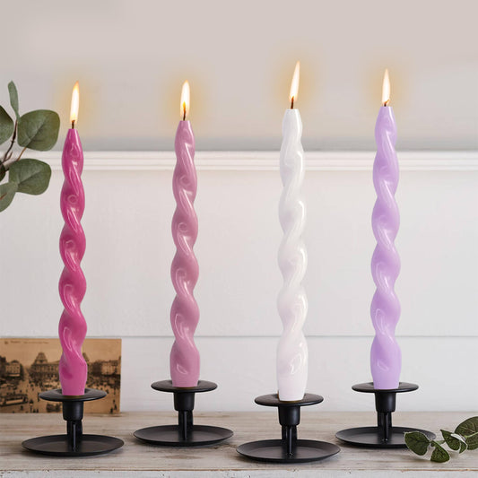 Spiral Taper Candle Unscented Candlesticks Purple Twisted Candles Long Twirl Candles Unique Candle Sticks for Home Dinner Wedding Party Decoration