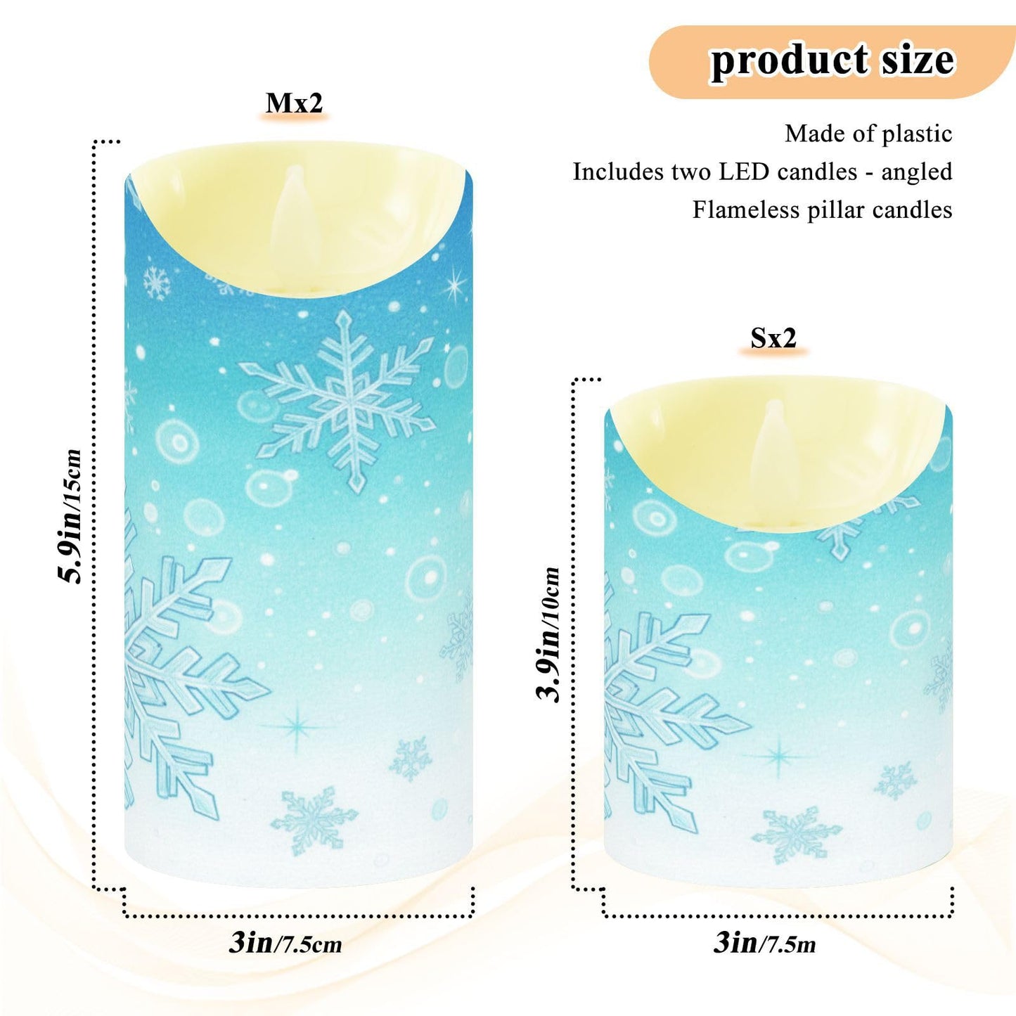 Christmas Flameless Candles Set of 2 Snowflakes Teal Turquoise D Realistic LED Candles with Remote Battery Operated Holiday Decorations