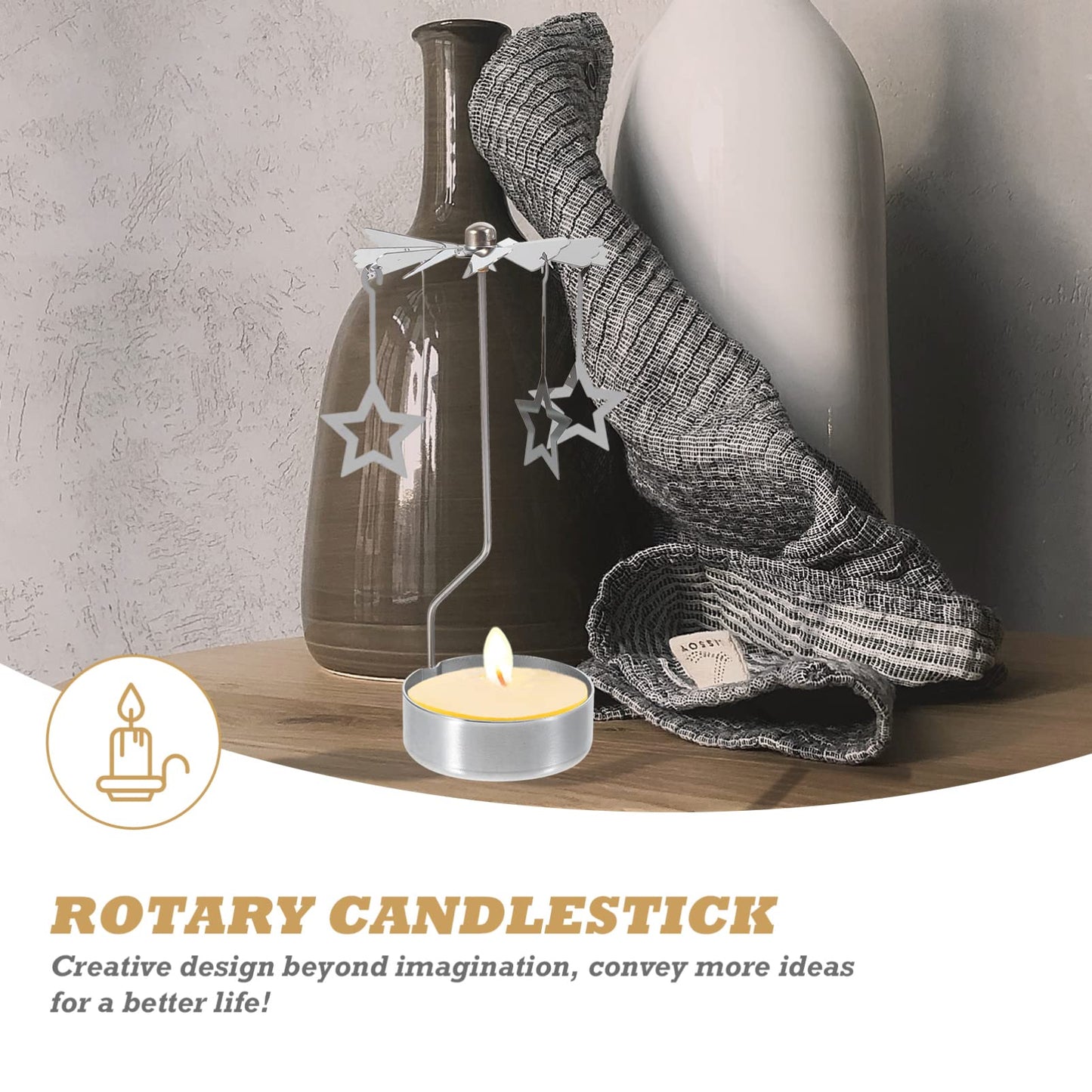 Beaupretty Romantic Rotating Candlestick Holder Elegant Star Design for Party Table Decoration for Home Decor and Special Occasions