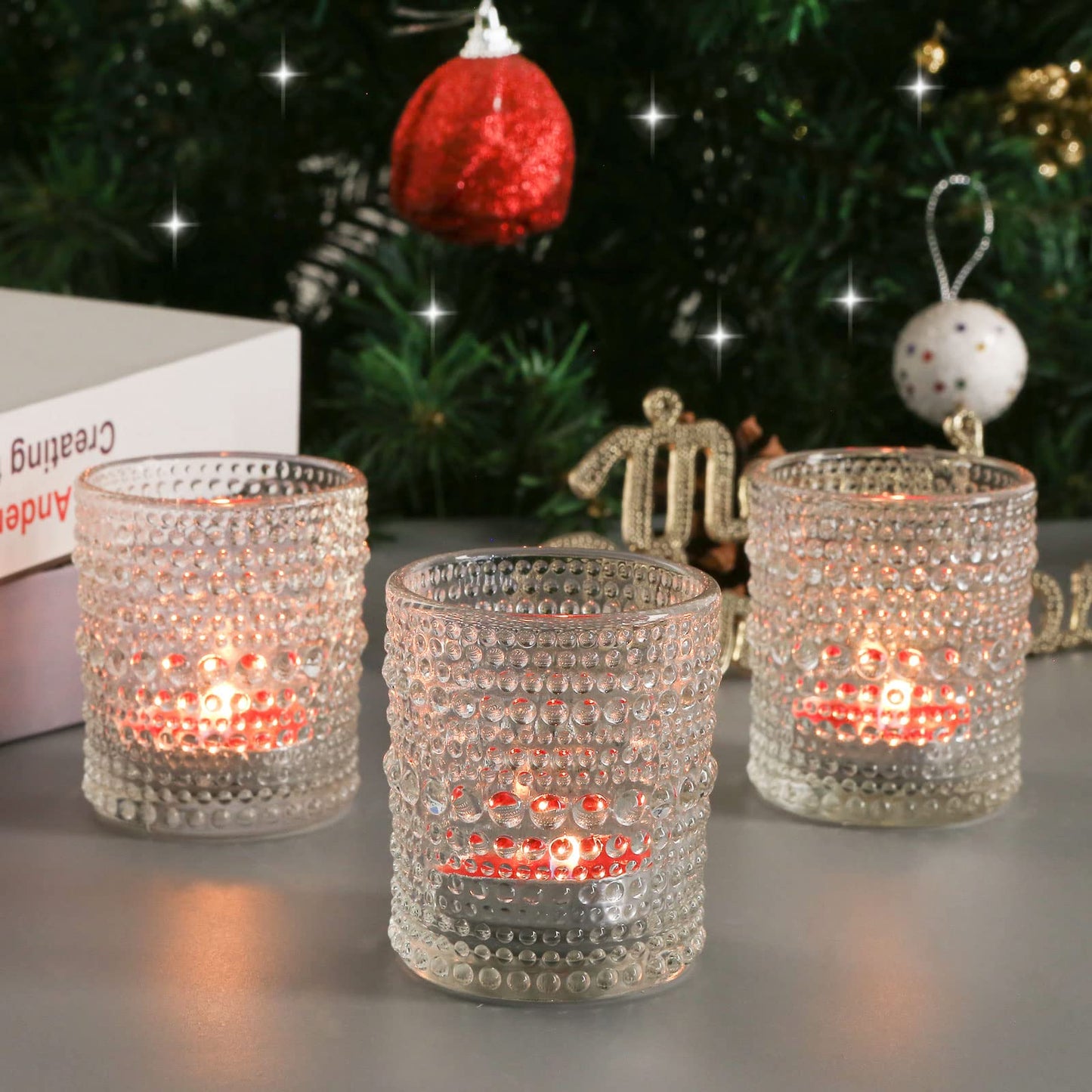 TRIRITE 36 Pcs Clear Votive Candle Holders for Wedding, 2x2.5 Elegant Tealight Candle Holder, Vintage Tea Light Holders for Bridal Shower & Table Centerpieces