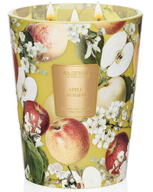 M&SENSE Extra Large Candle Apple Crumble Scented, 3-Wick 35oz 150H Long Lasting, Natural Soy Wax Aromatherapy Candle for Stress Relief, Home Fragrance Housewarming Gifts Candle for Home Decor