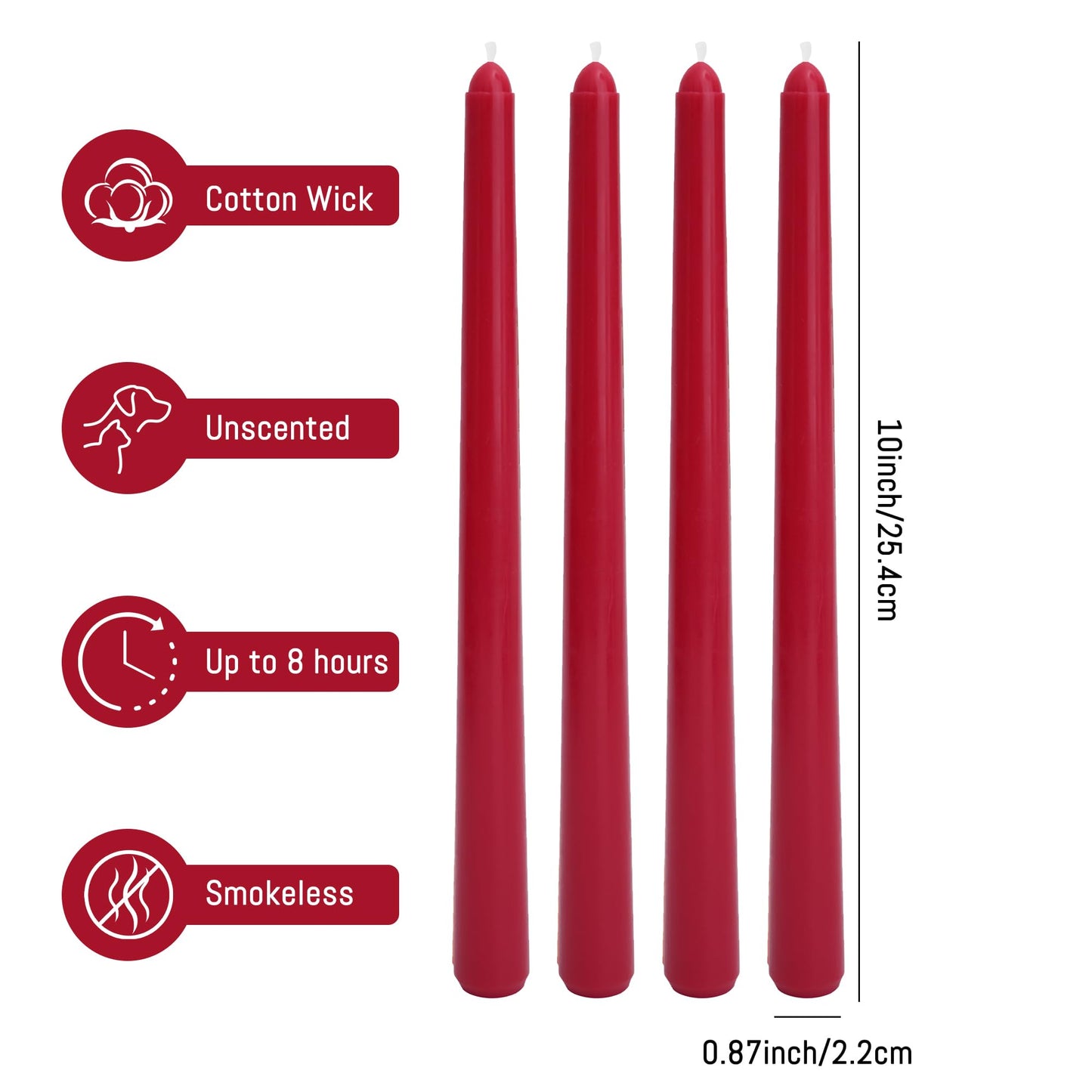 Viyffo Taper Candles, 10 Inch, 12 Pack, Winter Berry – Unscented, Dripless & Smokeless Design, Up to 8 Hour Burn – Long Tall Taper Candlesticks for Wedding, Dinner & Home Decor