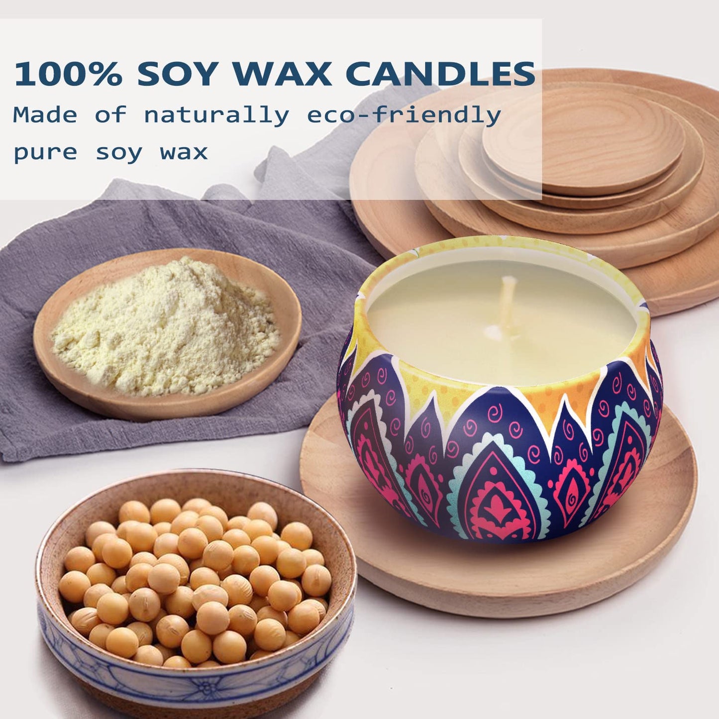 Scented Candles Gift Set Mom Gifts 4 Cans Aromatherapy Candle 4.4 Oz Natural Soy Wax Bath Yoga Unique Mothers Day Gifts Christmas Birthday Gifts for Women Wife Friends